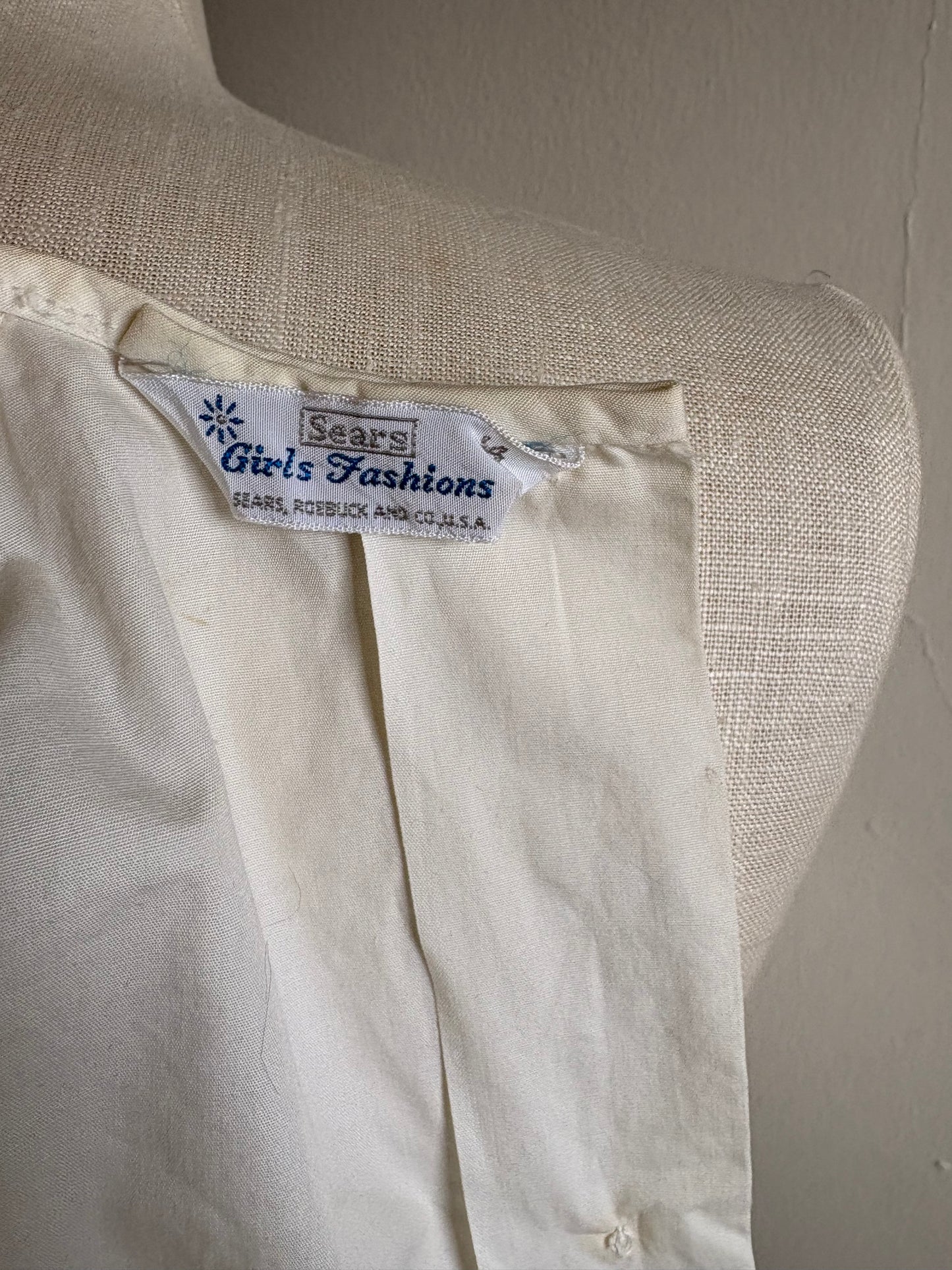 Vintage 1960s Sears Cotton Floral Lace Blouse