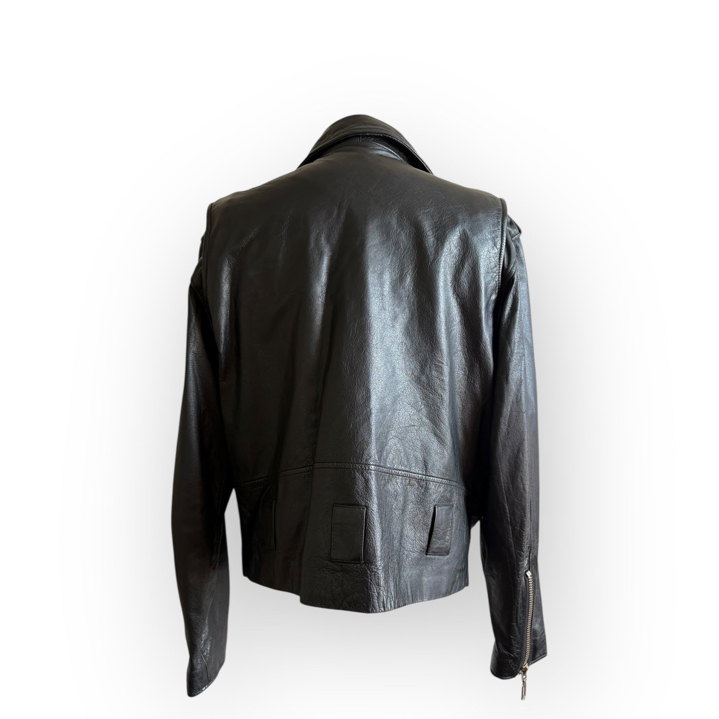 Vintage Virginia Slims Wear Black Leather Motorcycle Jacket