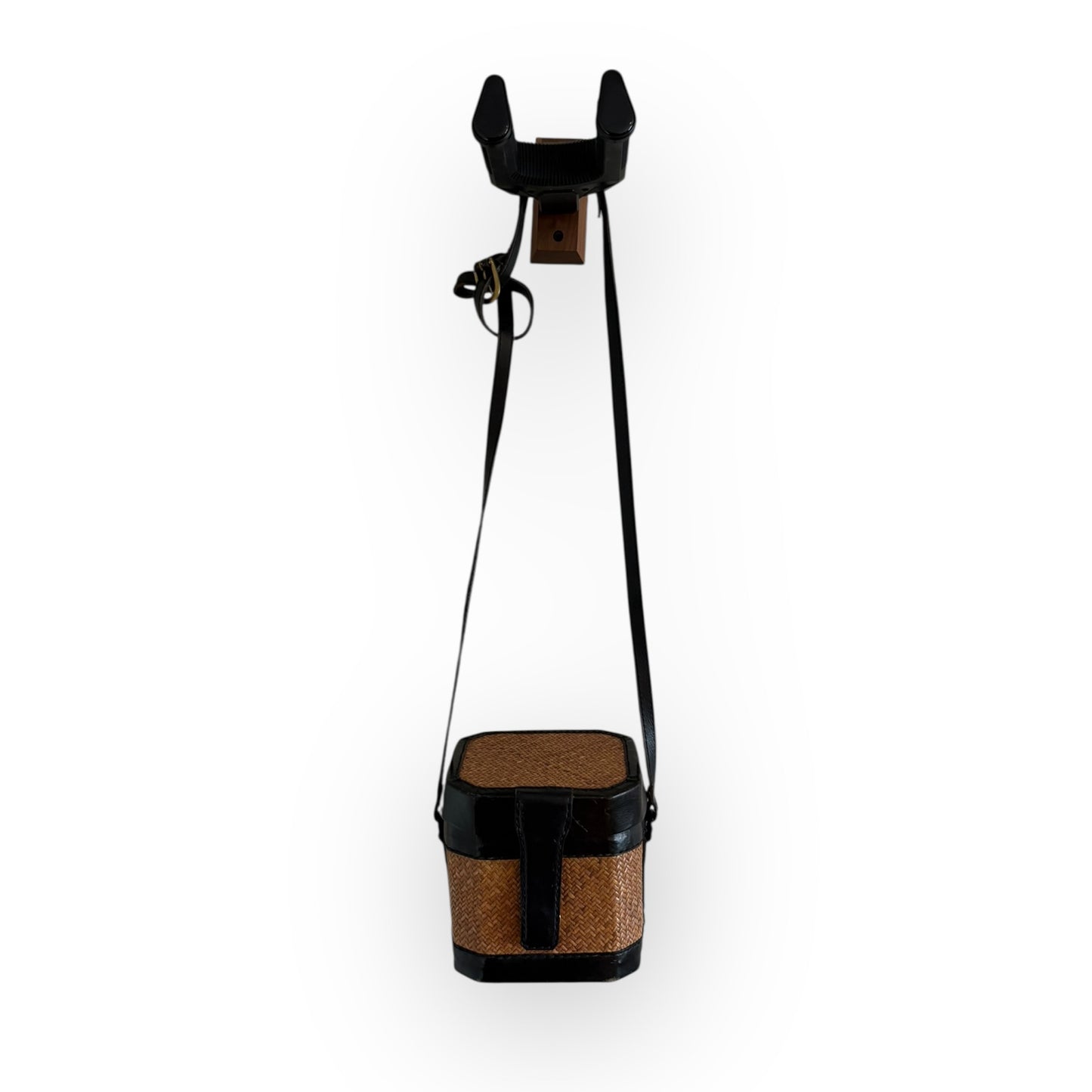 Vintage Basket Weave & Leather Shoulder Crossbody Bag