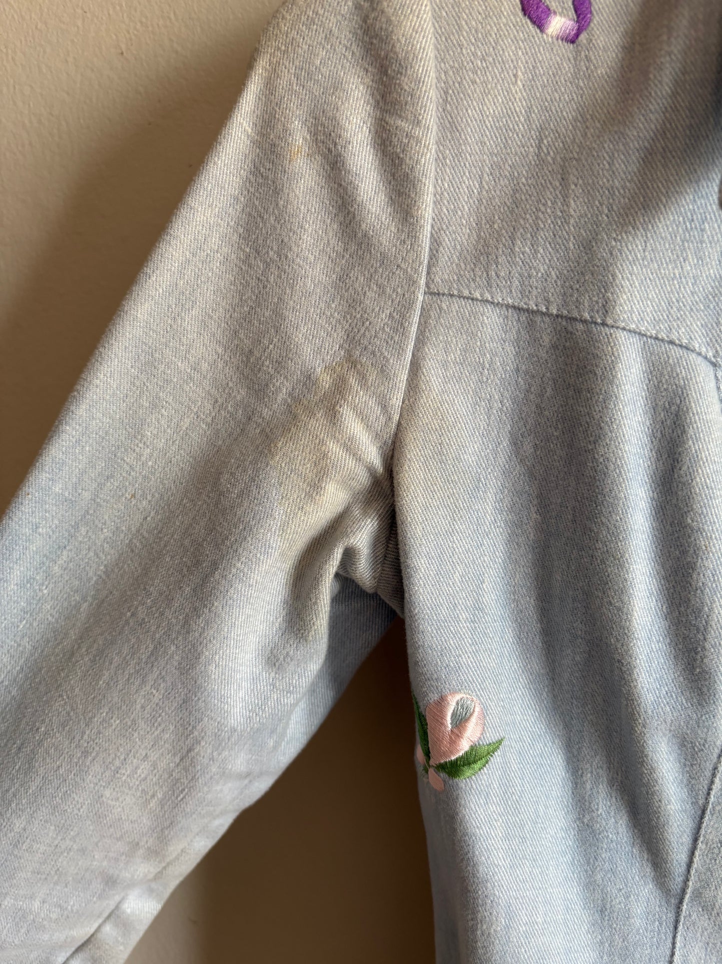 Vintage 1970s Embroidered Denim Western Style Pant Suit