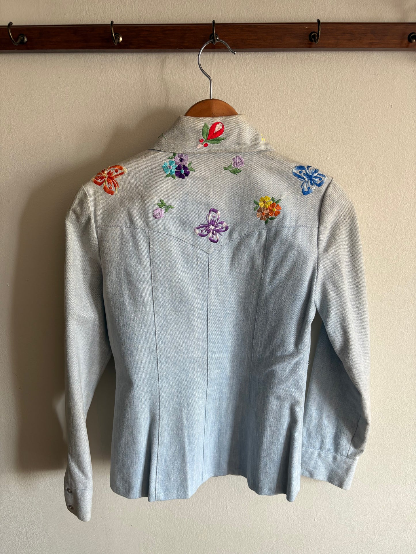 Vintage 1970s Embroidered Denim Western Style Pant Suit