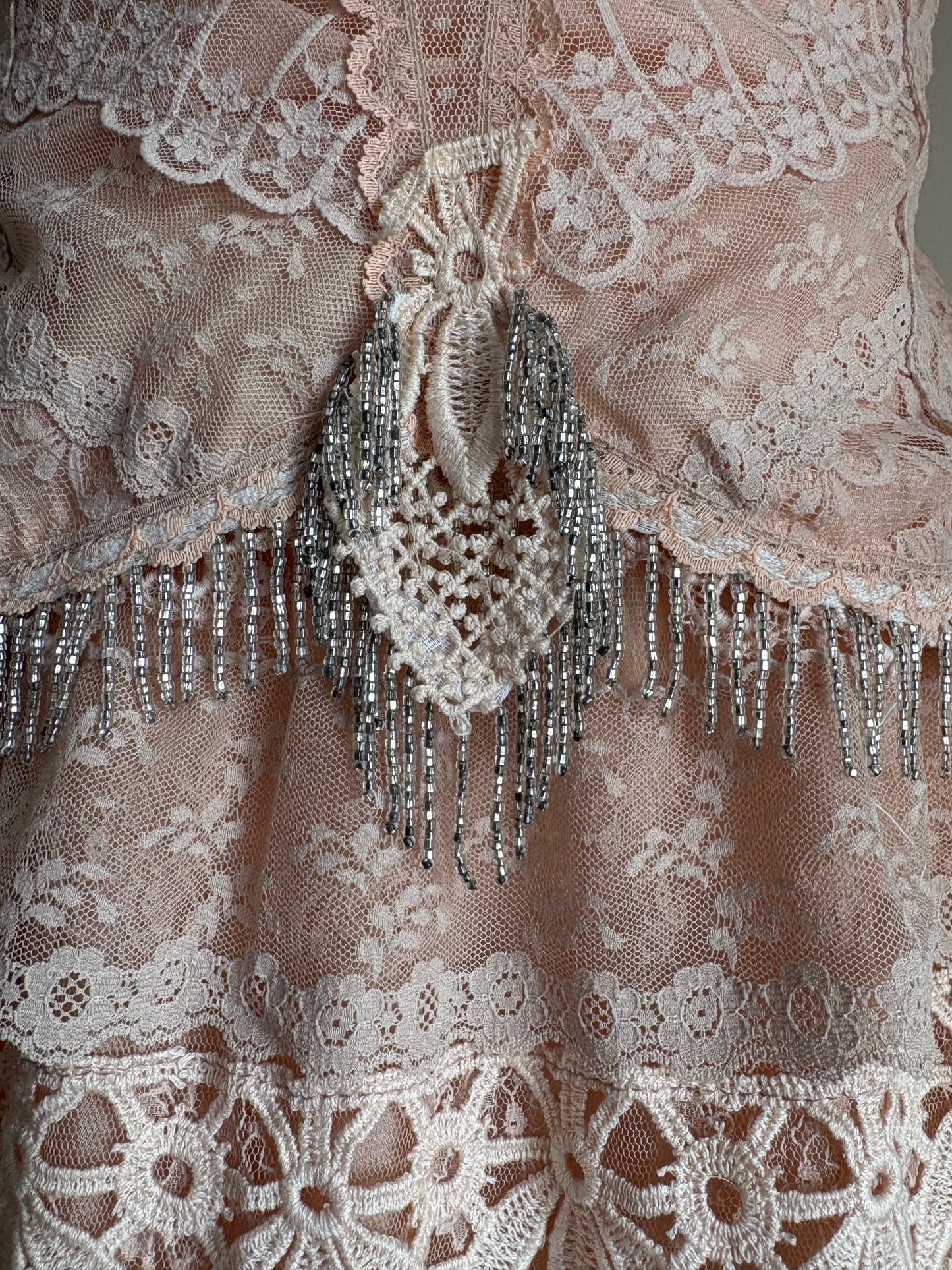 Vintage 1980s Lorrie Kabala Lace Beaded Set
