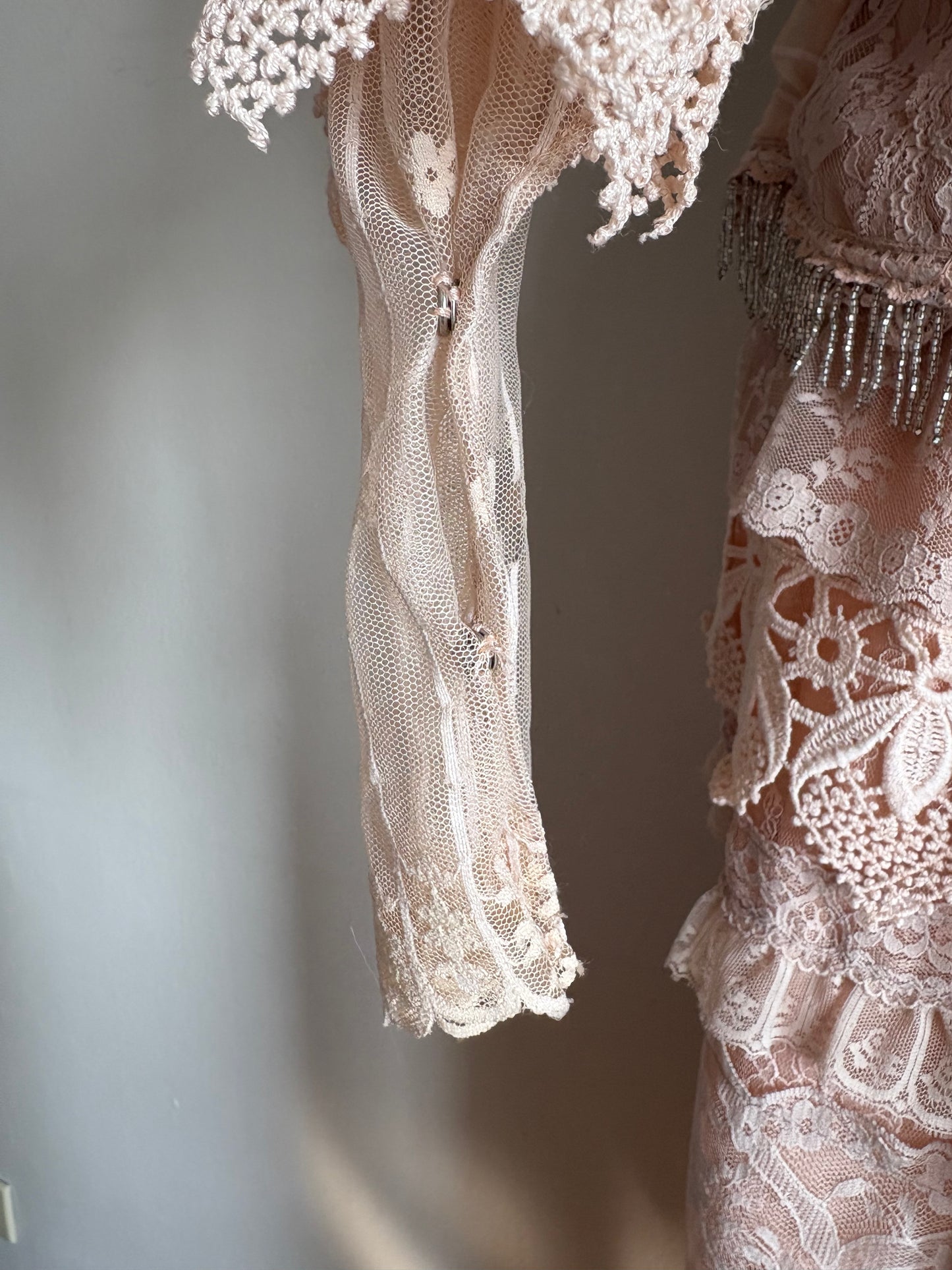 Vintage 1980s Lorrie Kabala Lace Beaded Set