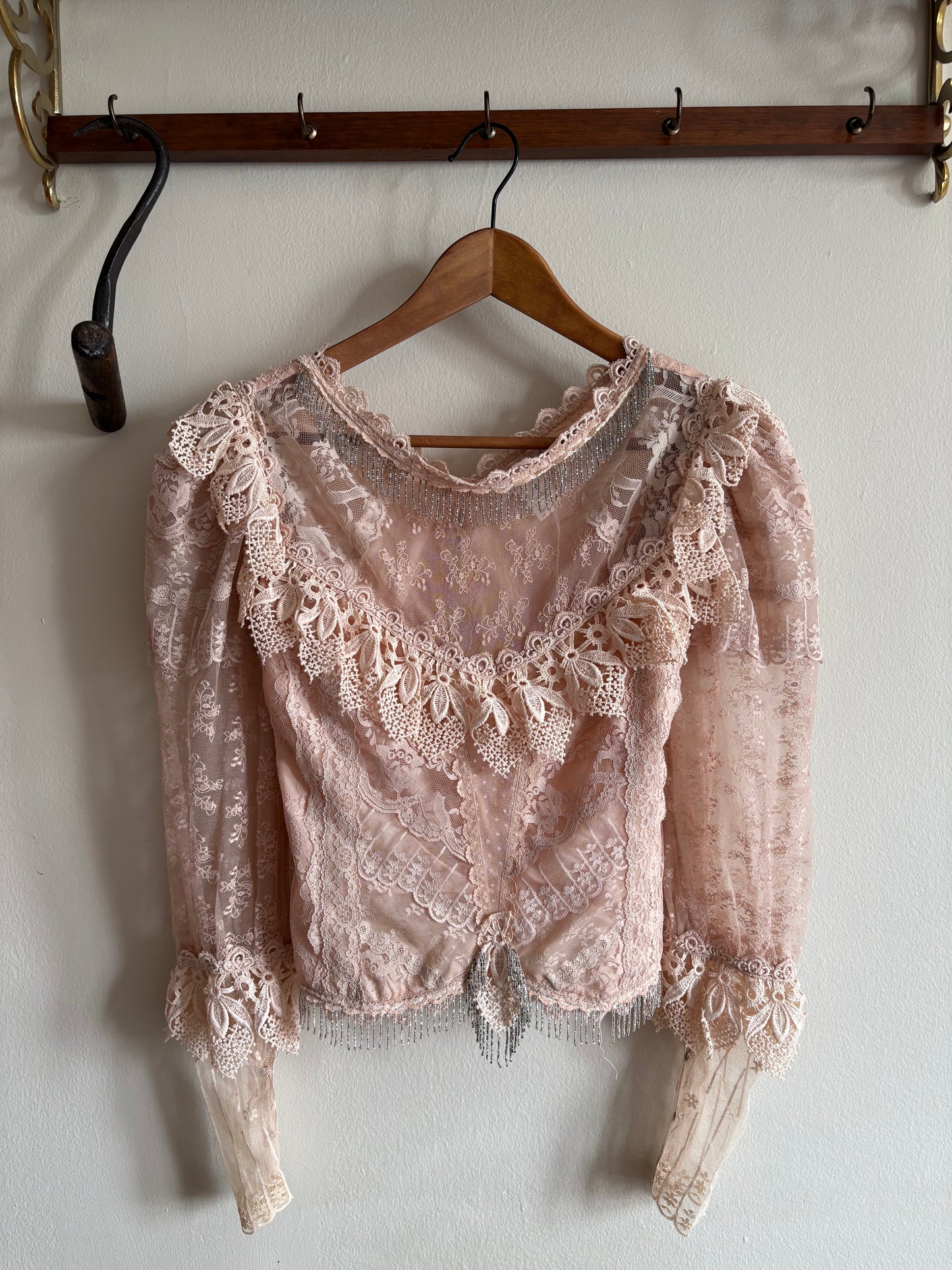 Vintage 1980s Lorrie Kabala Lace Beaded Set