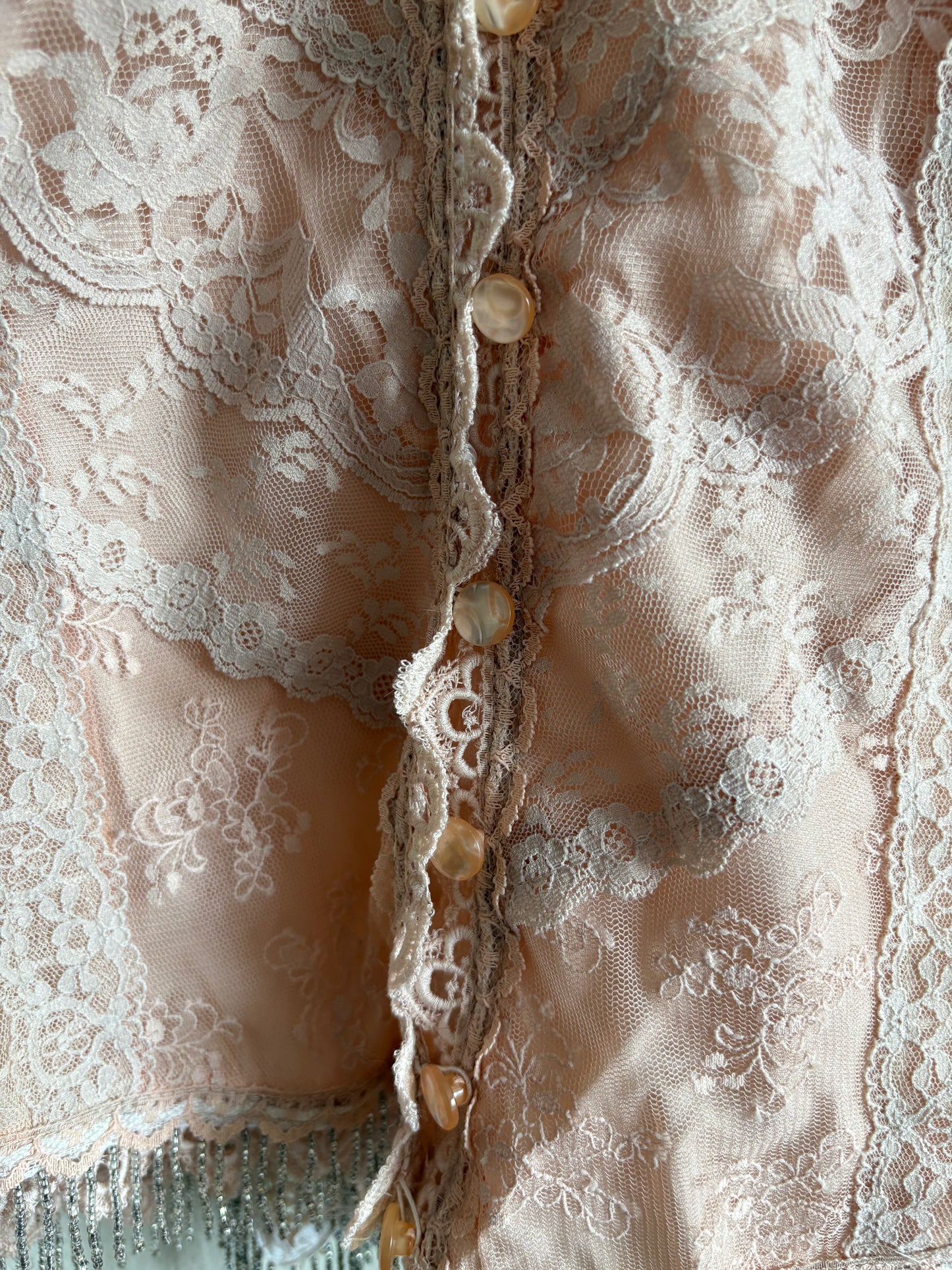 Vintage 1980s Lorrie Kabala Lace Beaded Set
