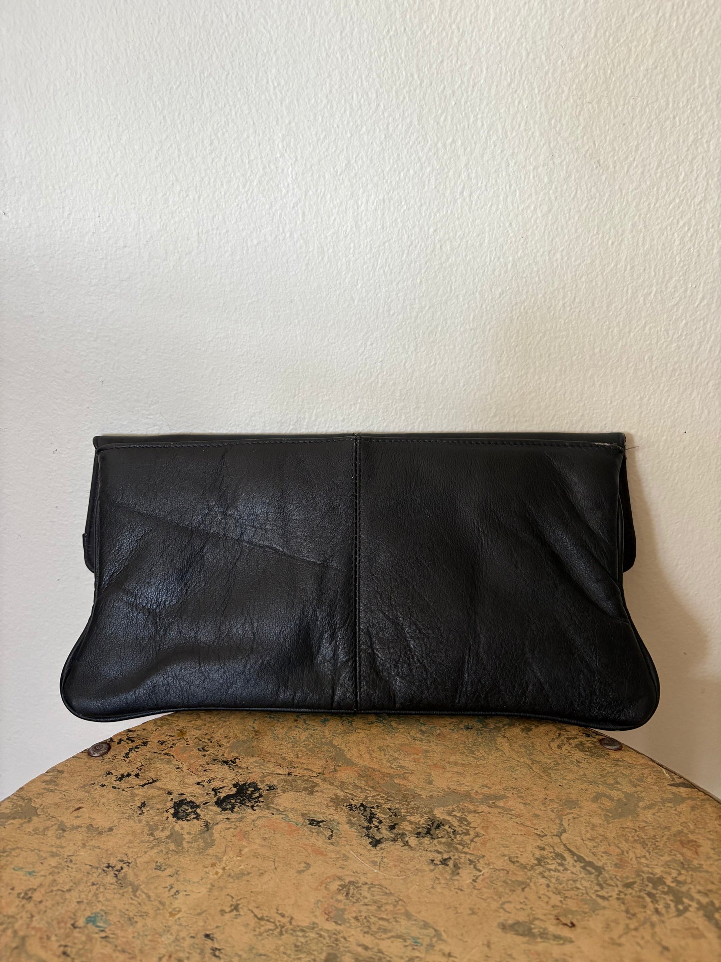 Vintage Luciano Black Leather Clutch
