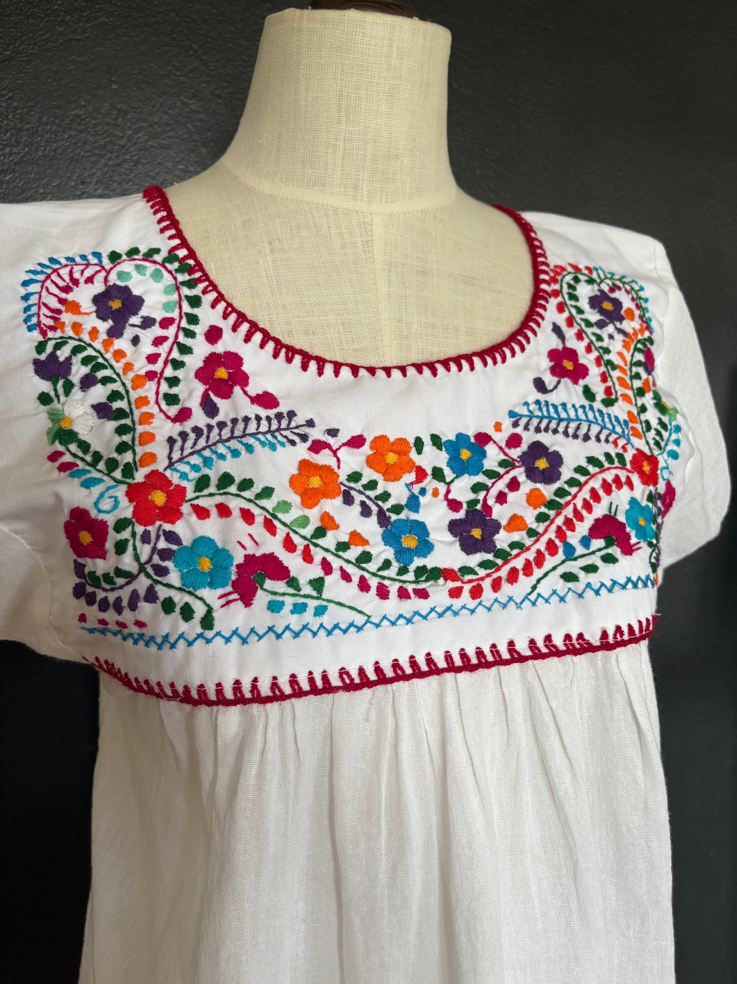 Vintage Mexican Embroidered Cotton Blouse