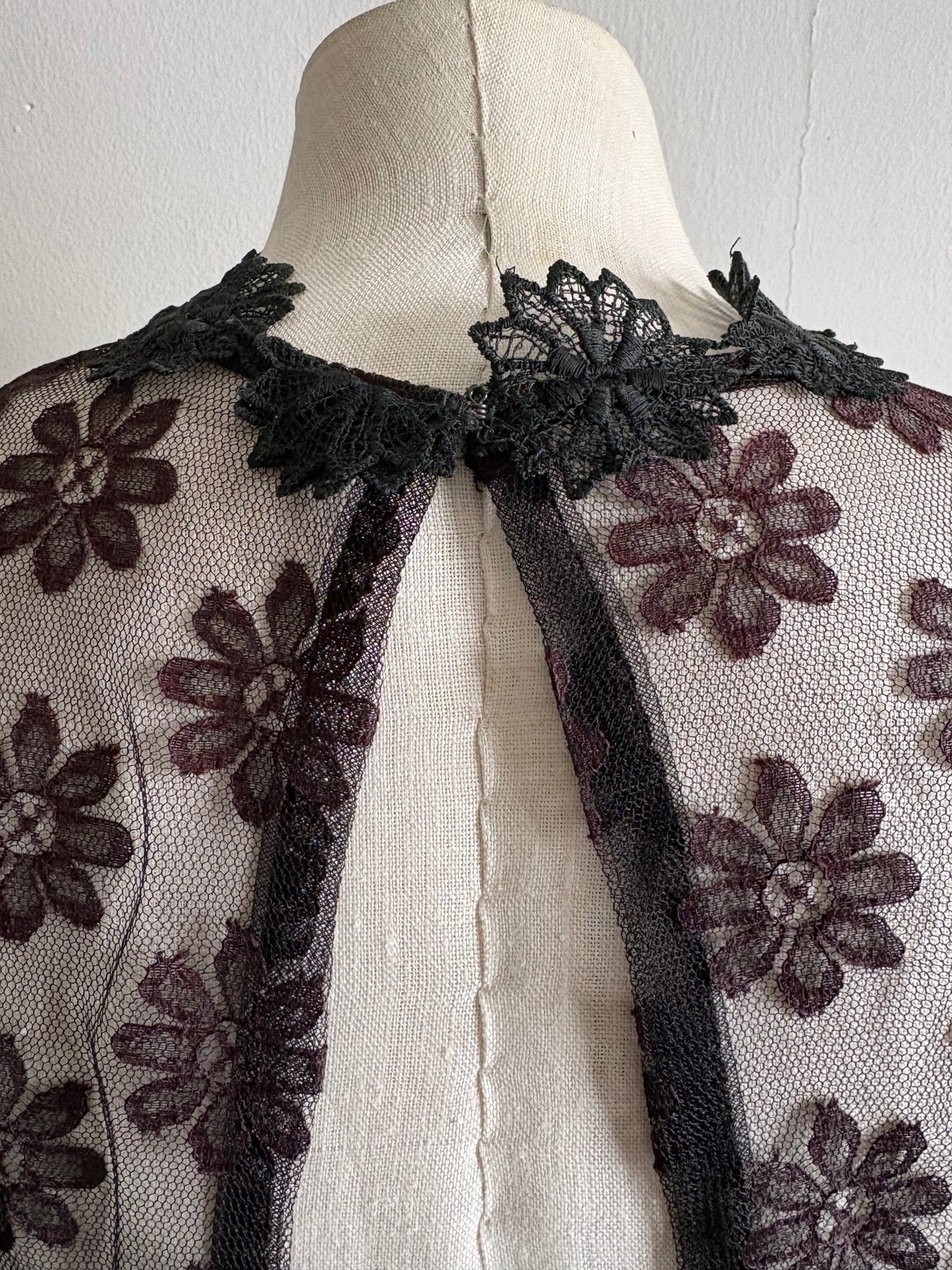Vintage 1990s Black Lace Mesh Sleeveless Babydoll Shift Cover