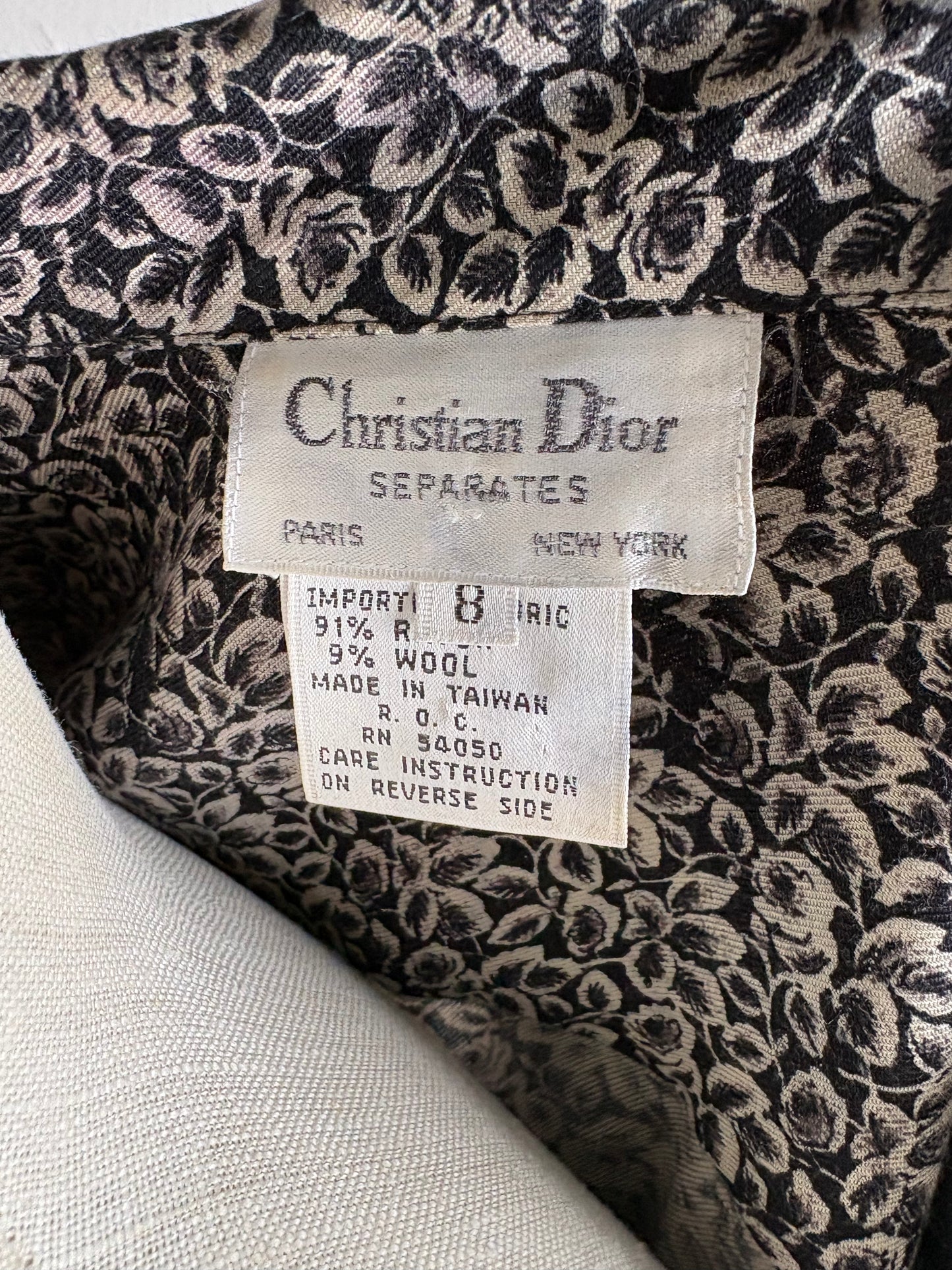 Vintage 1980s Christian Dior Two Piece Skirt Set