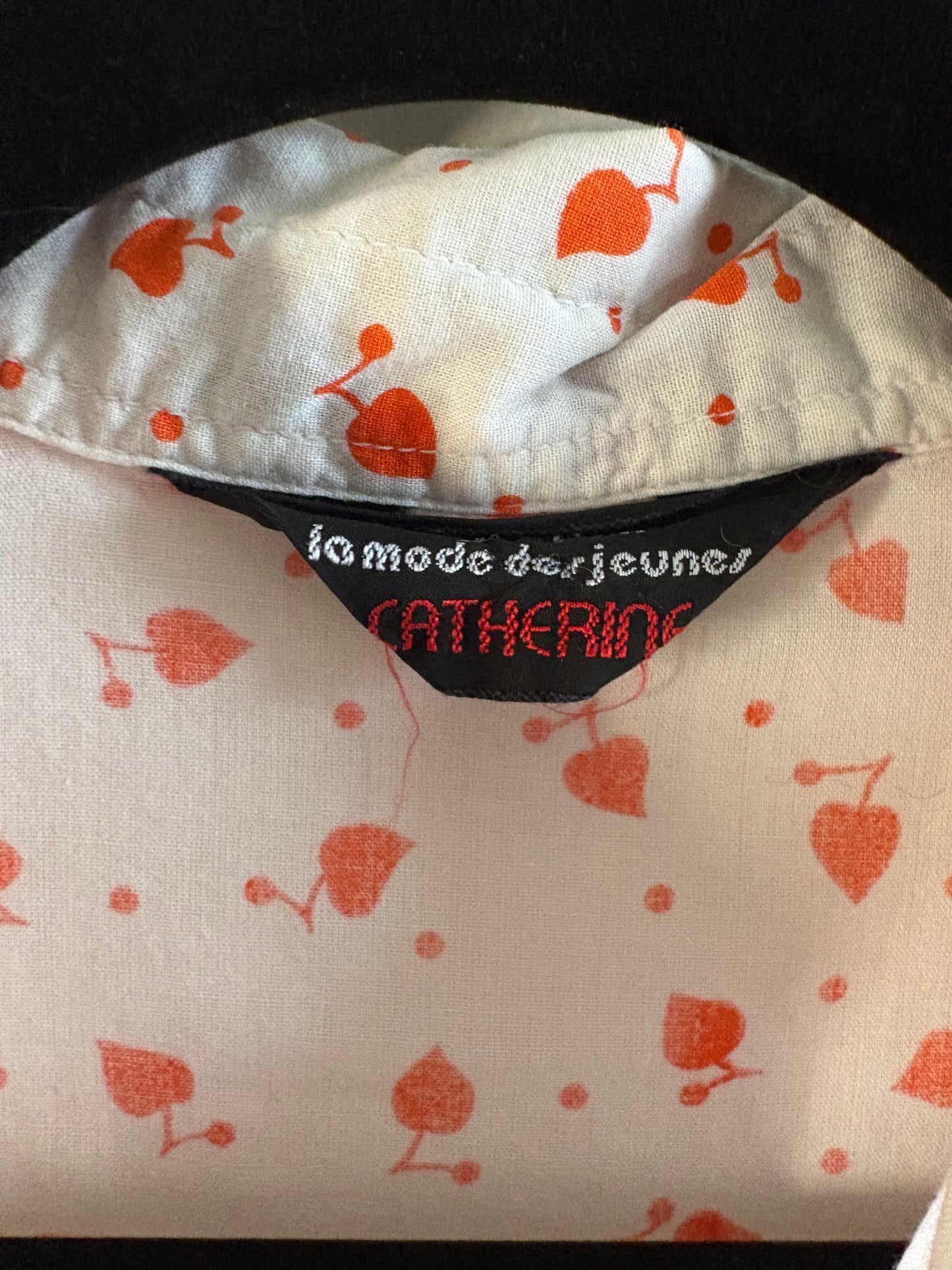 Vintage 1970s Cotton Cherry Hearts Blouse