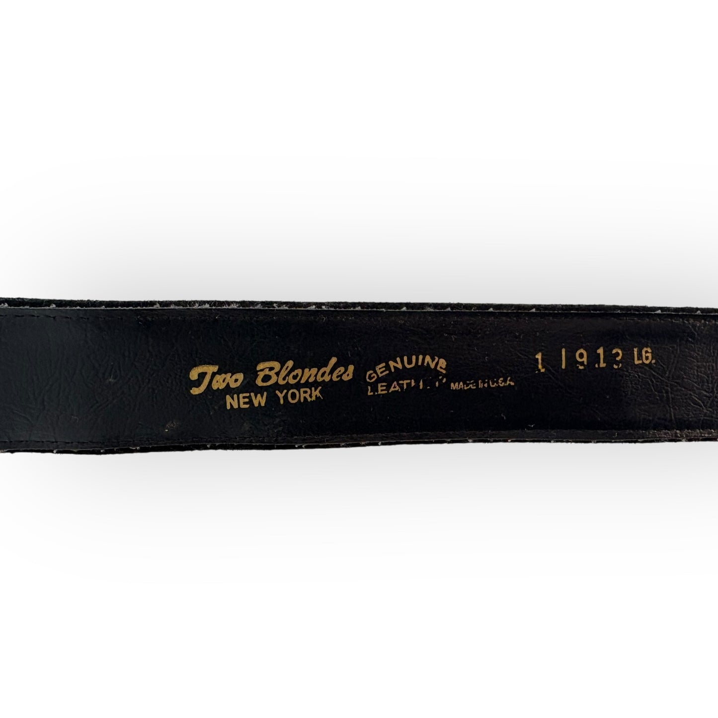 Vintage Two Blondes New York Black Leather Suede Fur Cow Print Gold Buckle Belt