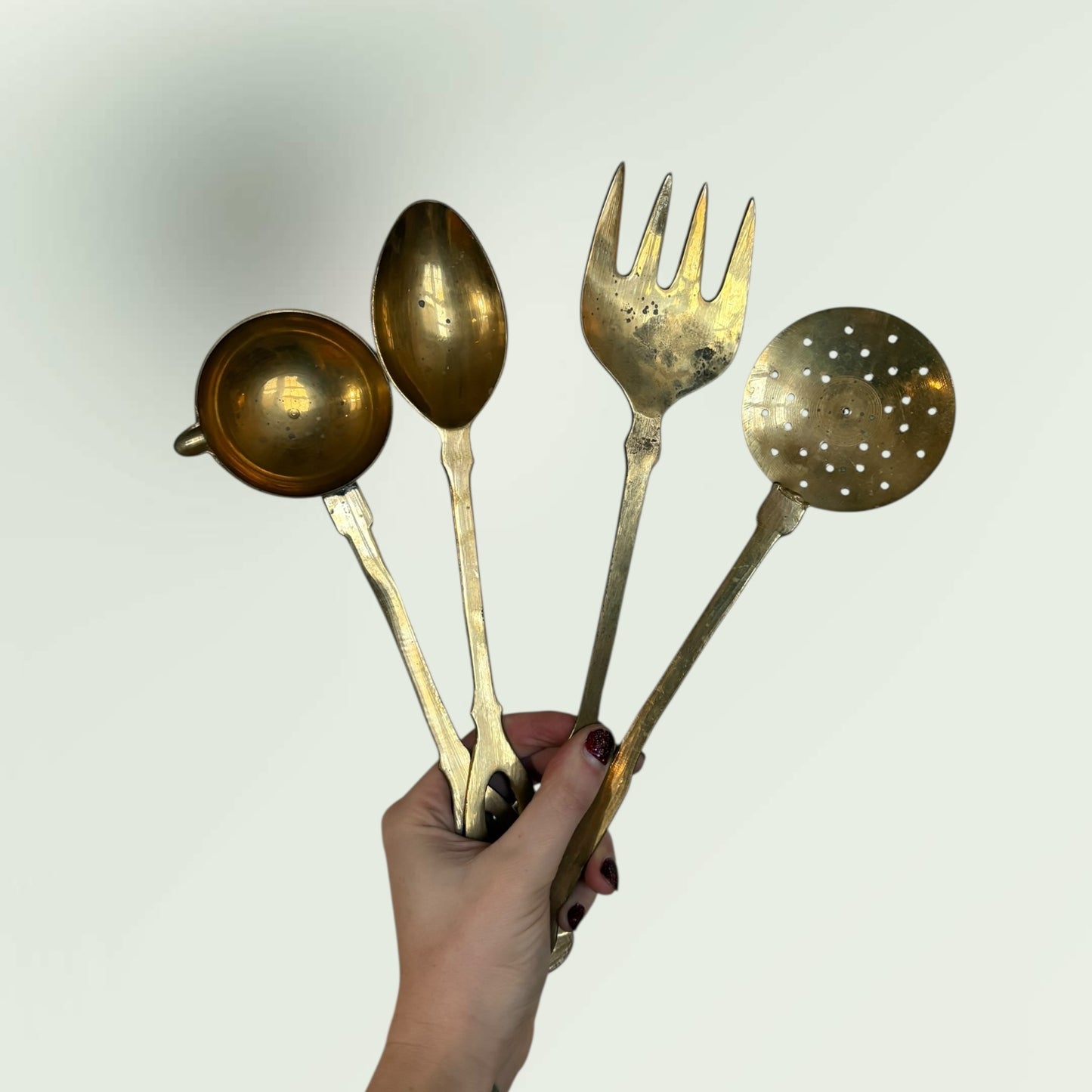Vintage MCM Brass Utensil Set