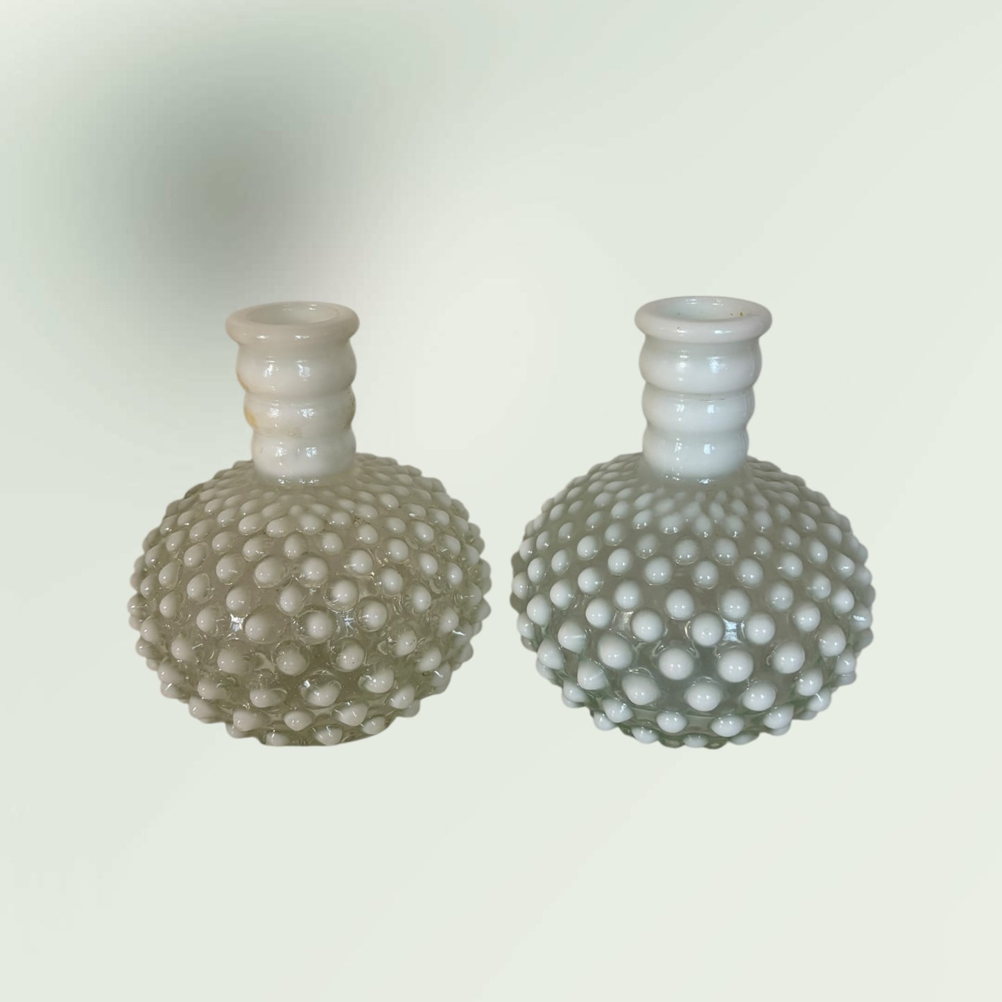 Vintage MCM Set of 2 Bubble Glass Bud Vases