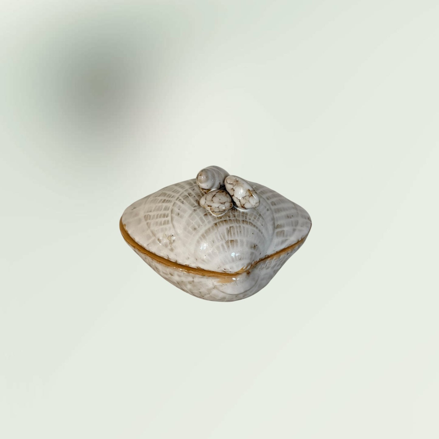 Vintage Glazed Ceramic Seashell Dish