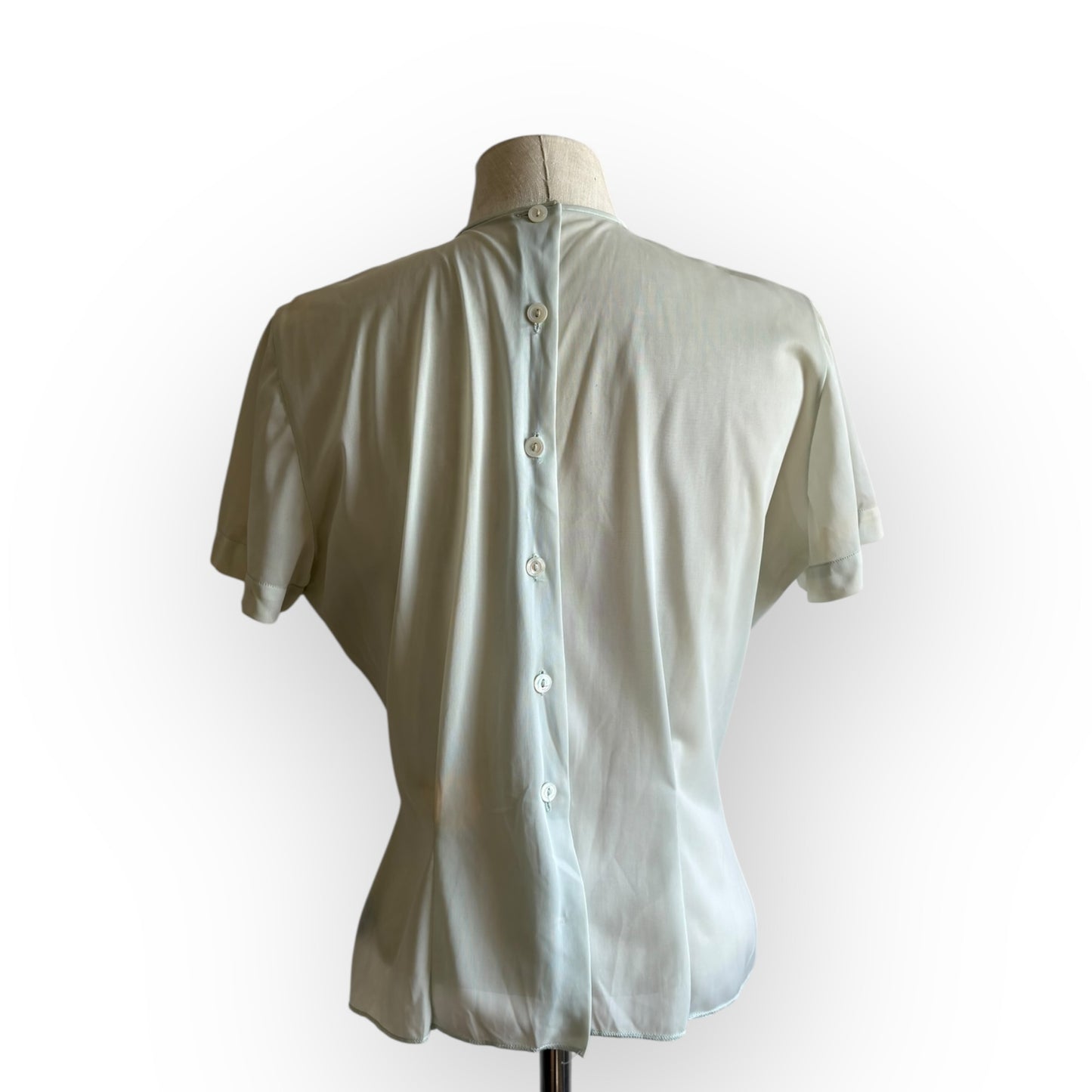 Vintage 1960s Sheer Pale Blue Short Sleeve Blouse