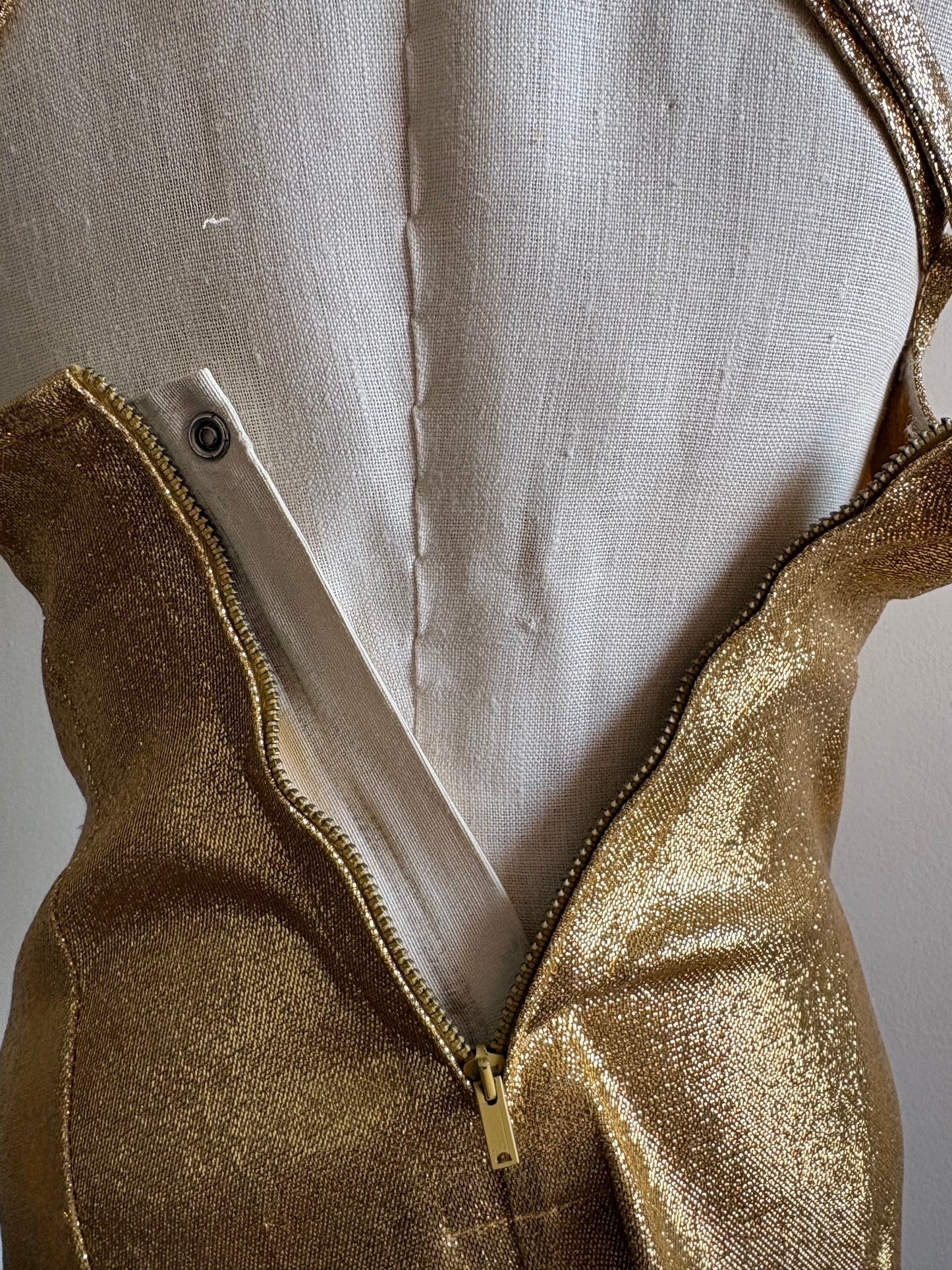 Vintage 1960s Cole of California Metallic Shimmering Gold Stretch Lame Swimsuit