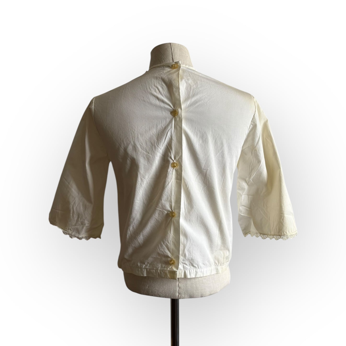 Vintage 1960s Sears Cotton Floral Lace Blouse
