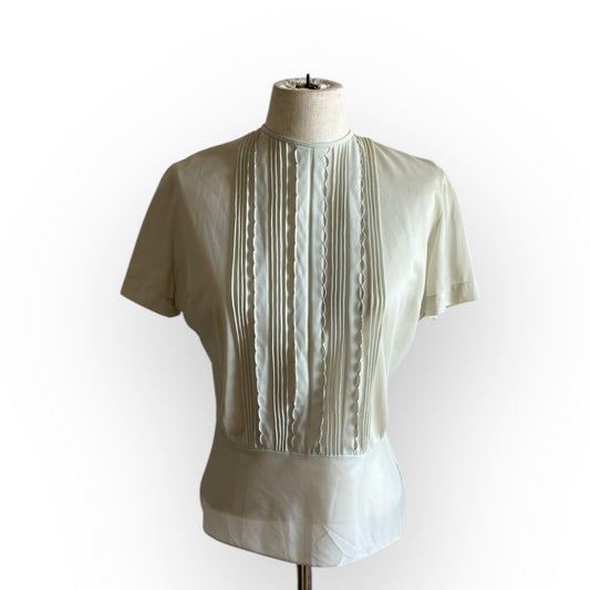 Vintage 1960s Sheer Pale Blue Short Sleeve Blouse