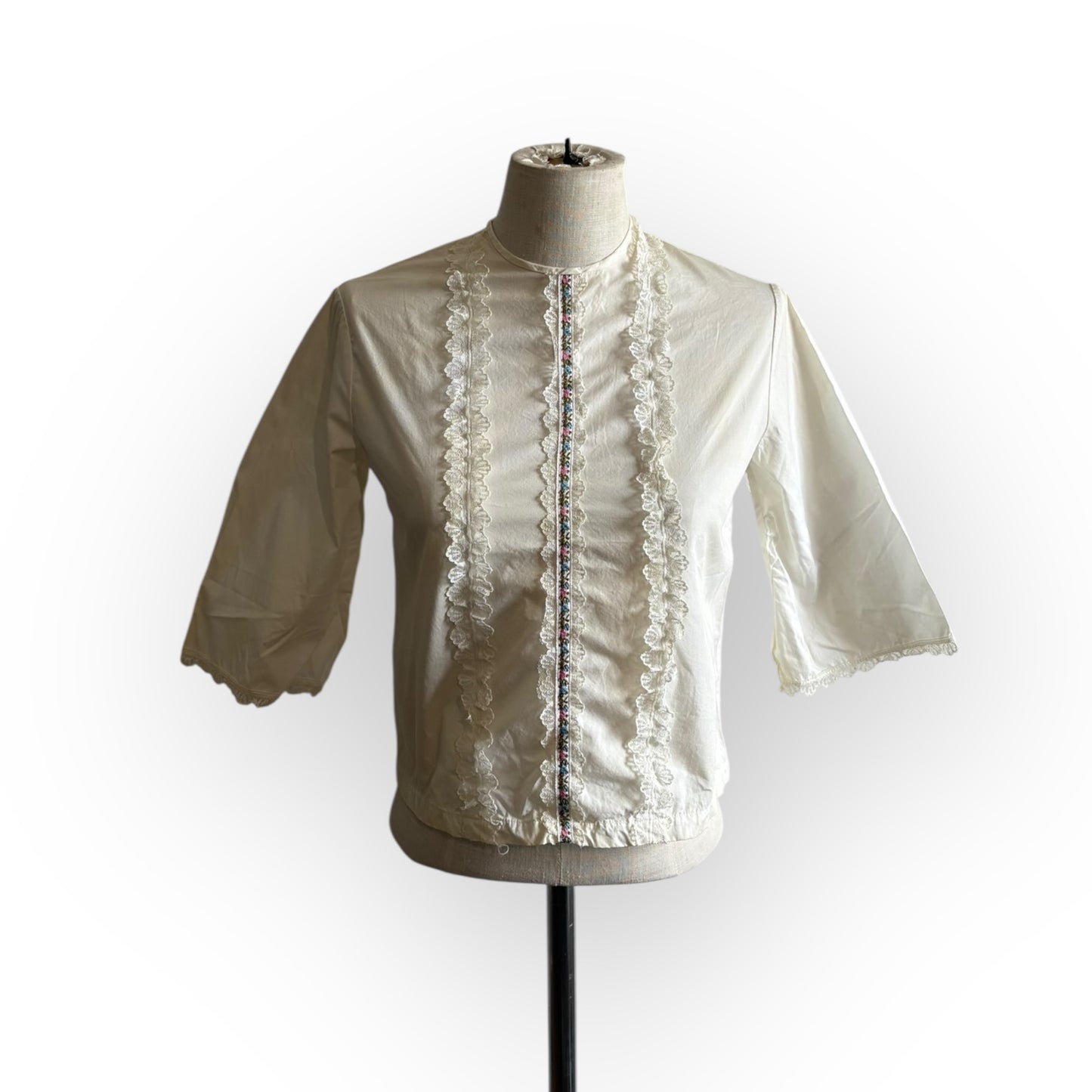 Vintage 1960s Sears Cotton Floral Lace Blouse