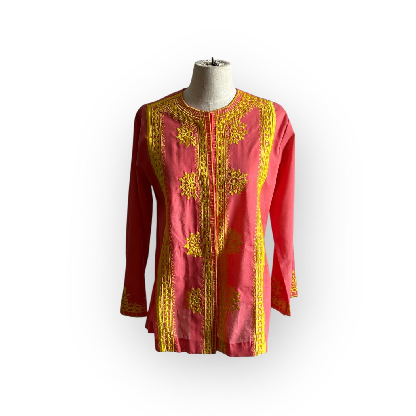 Vintage 1960s Peach and Yellow Tunic Blouse