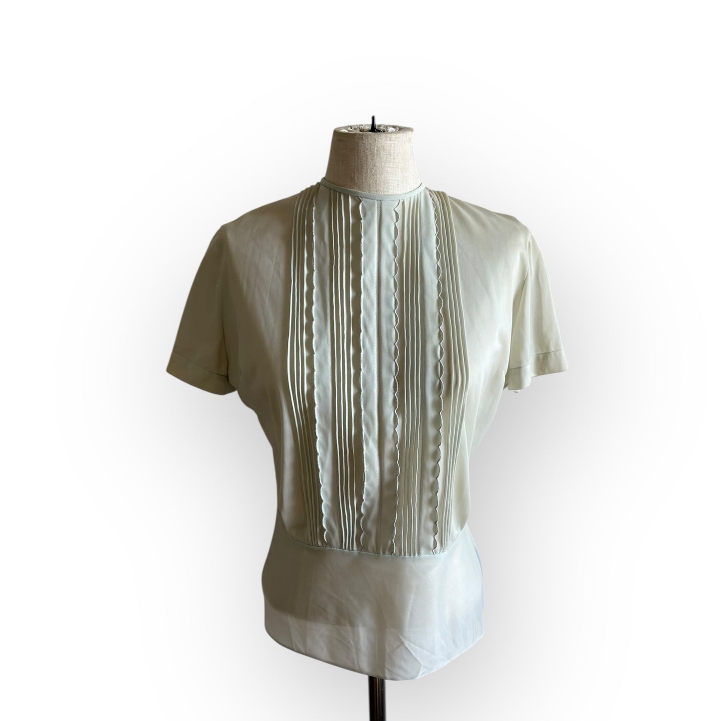 Vintage 1960s Sheer Pale Blue Short Sleeve Blouse