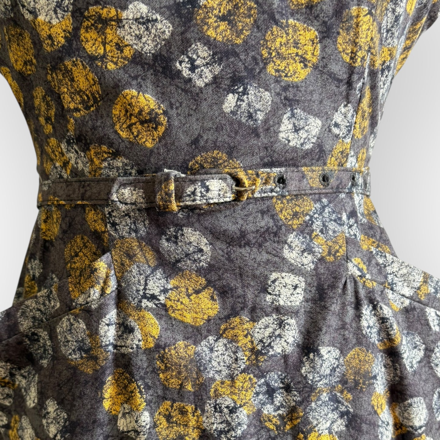 Vintage 1950s J. White Short Sleeve Dress with Belt and Pockets