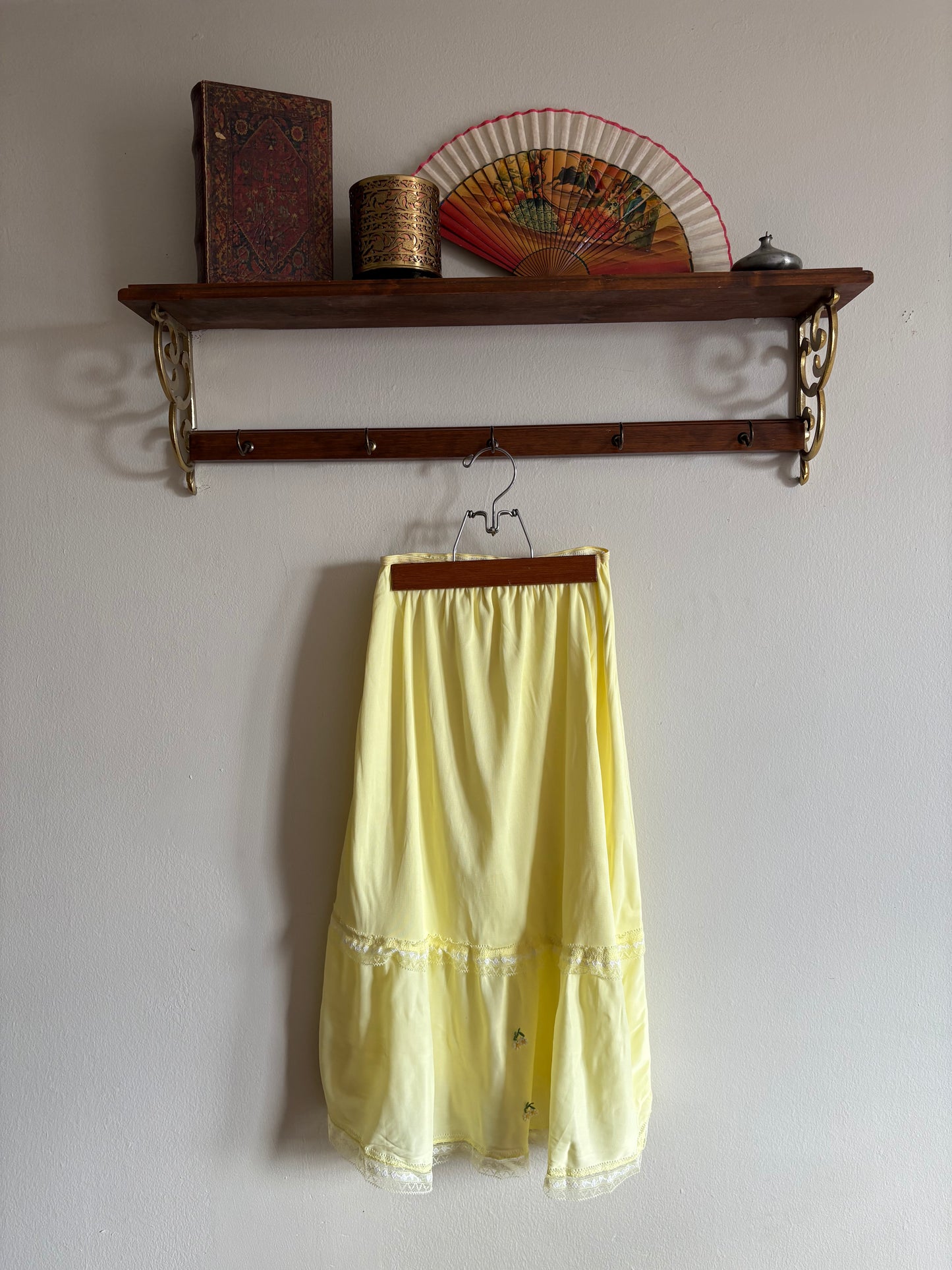 Vintage 1960s Yellow Ruffled Petticoat Slip Skirt