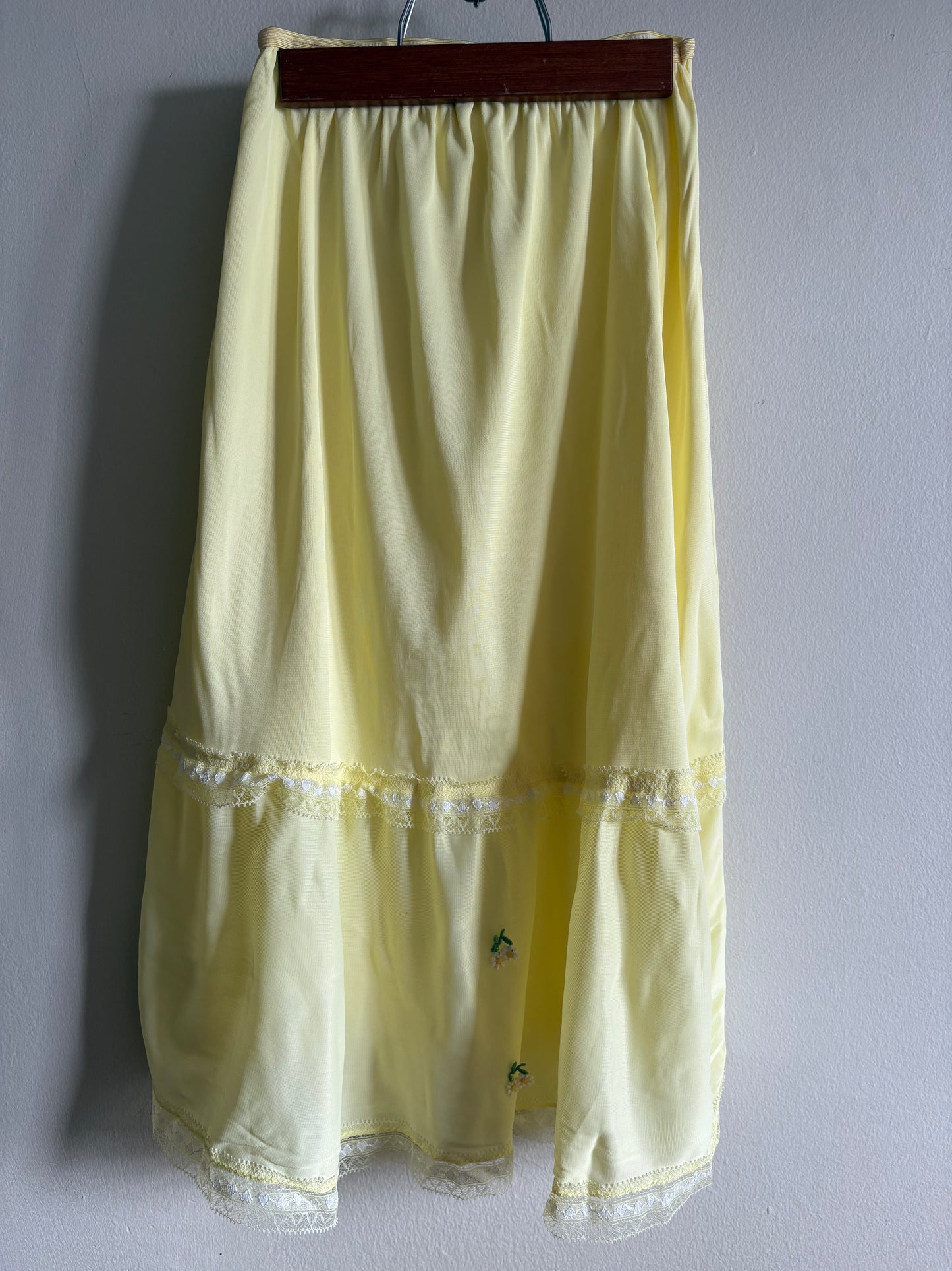 Vintage 1960s Yellow Ruffled Petticoat Slip Skirt