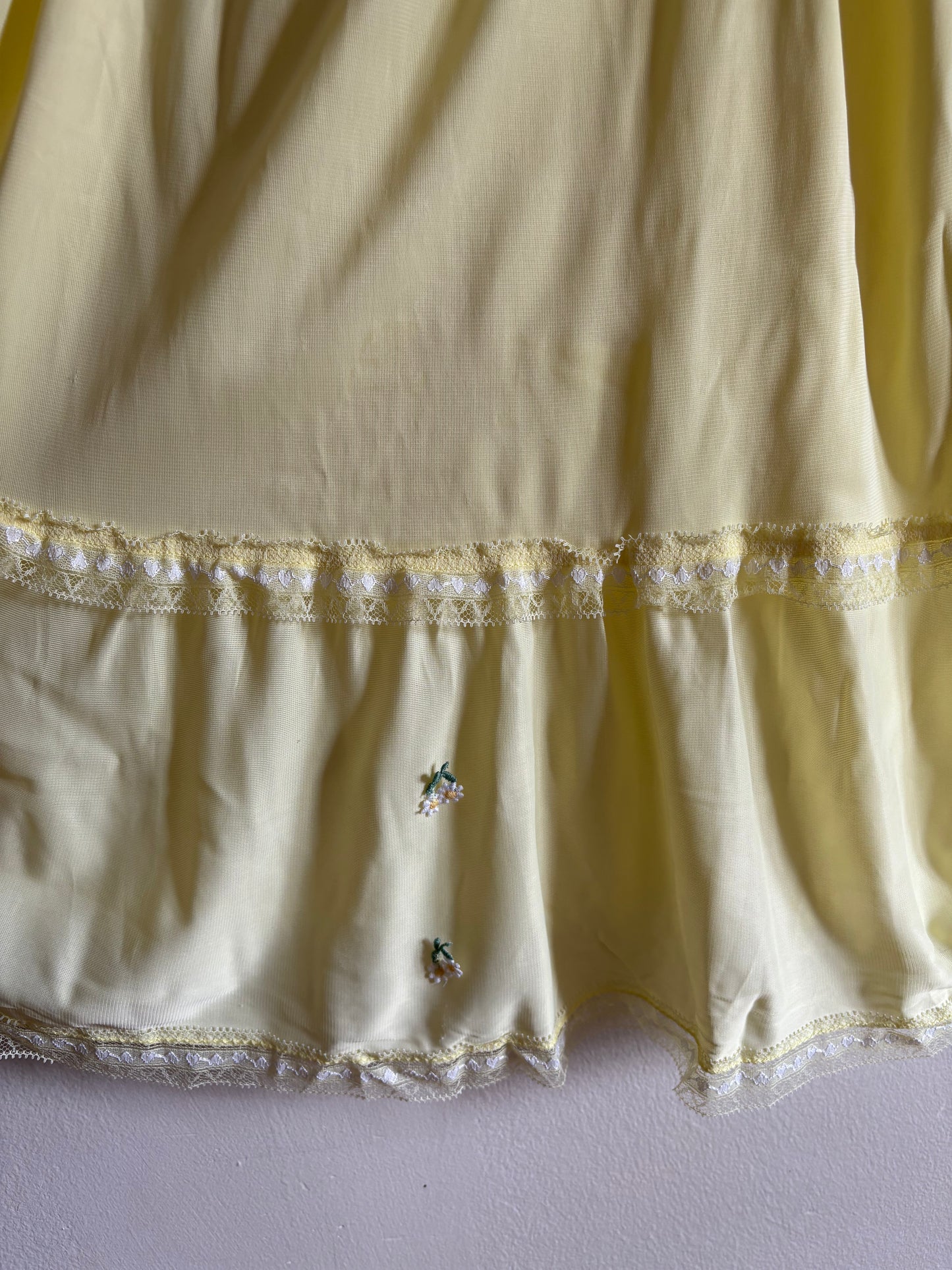 Vintage 1960s Yellow Ruffled Petticoat Slip Skirt
