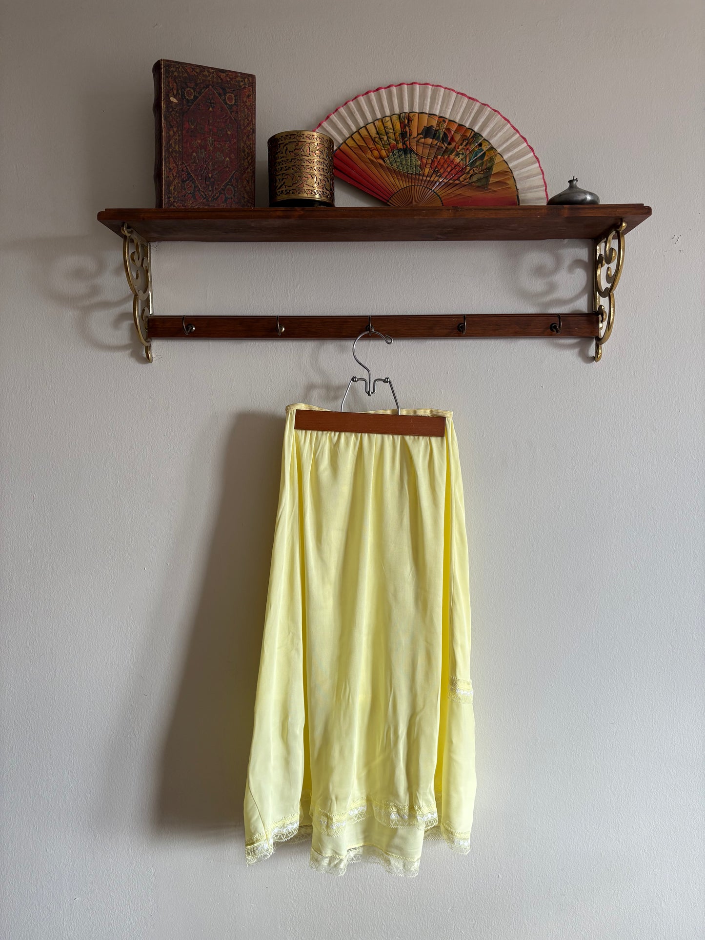 Vintage 1960s Yellow Ruffled Petticoat Slip Skirt