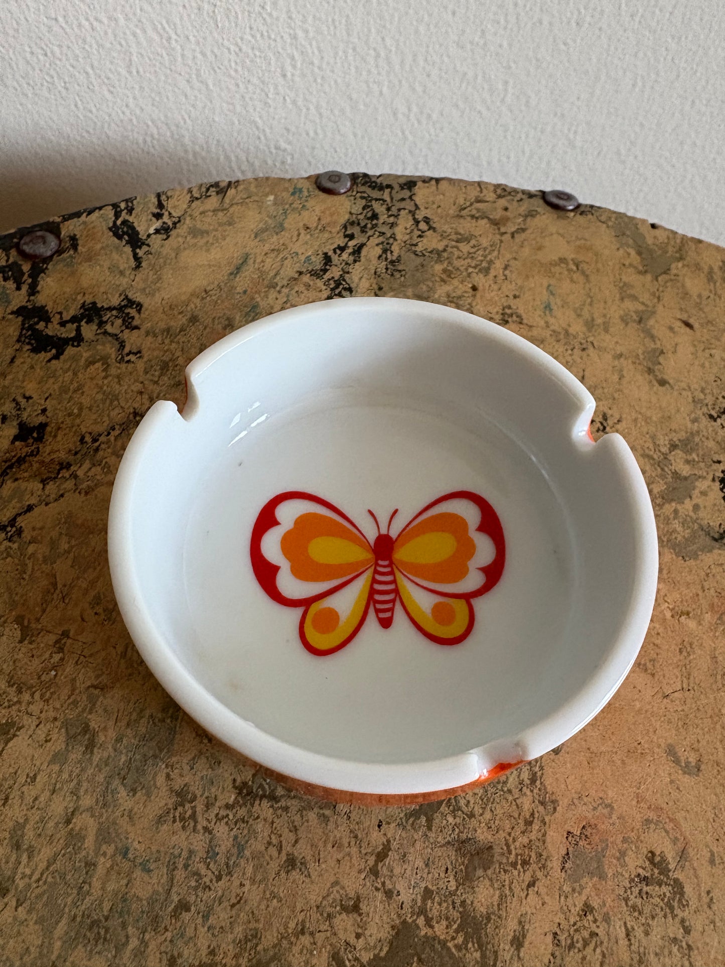 Vintage 1970s Ceramic Butterfly Ashtray