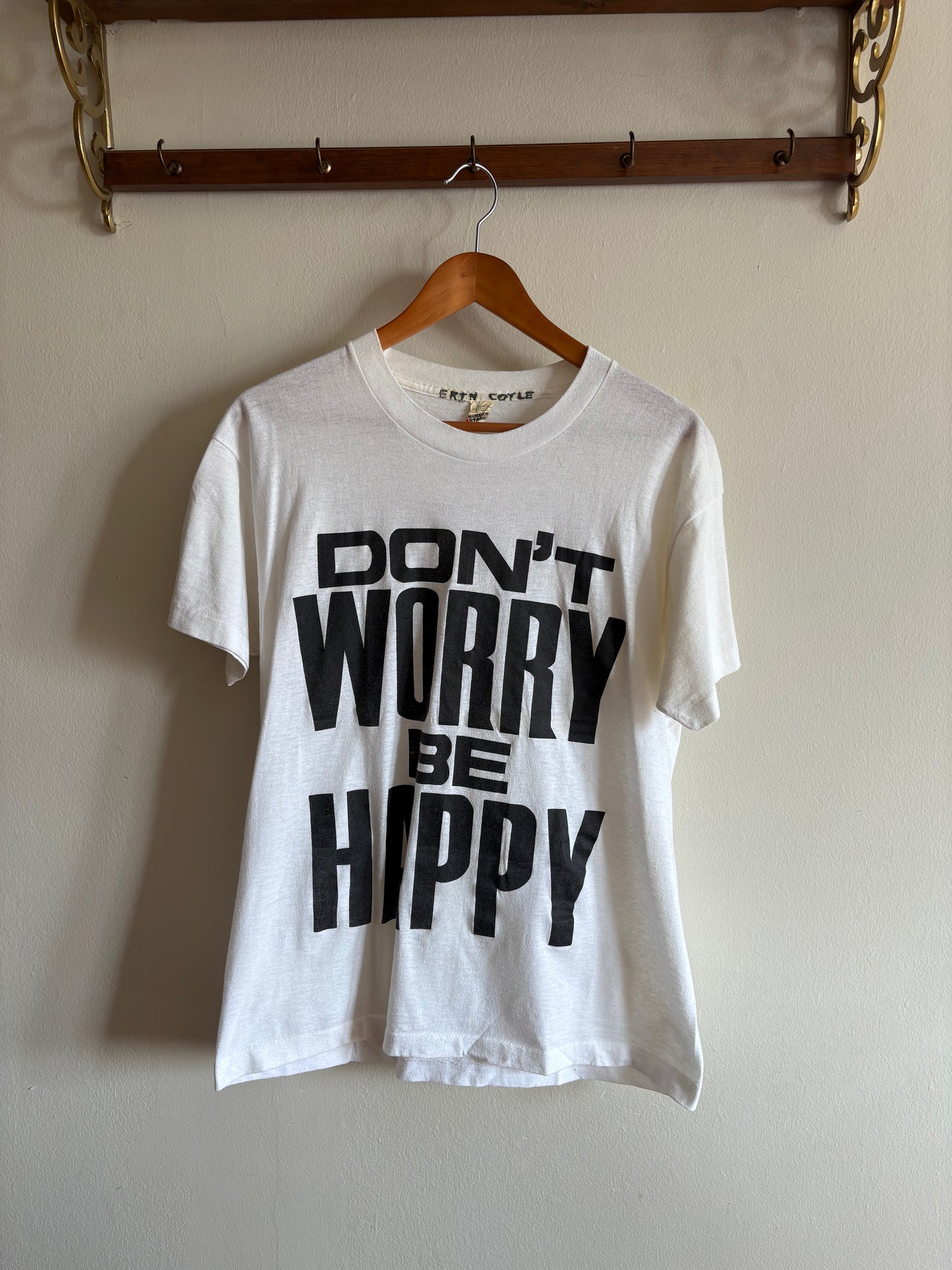 Vintage 1990s "Don't Worry, Be Happy" Single Stitch T-Shirt