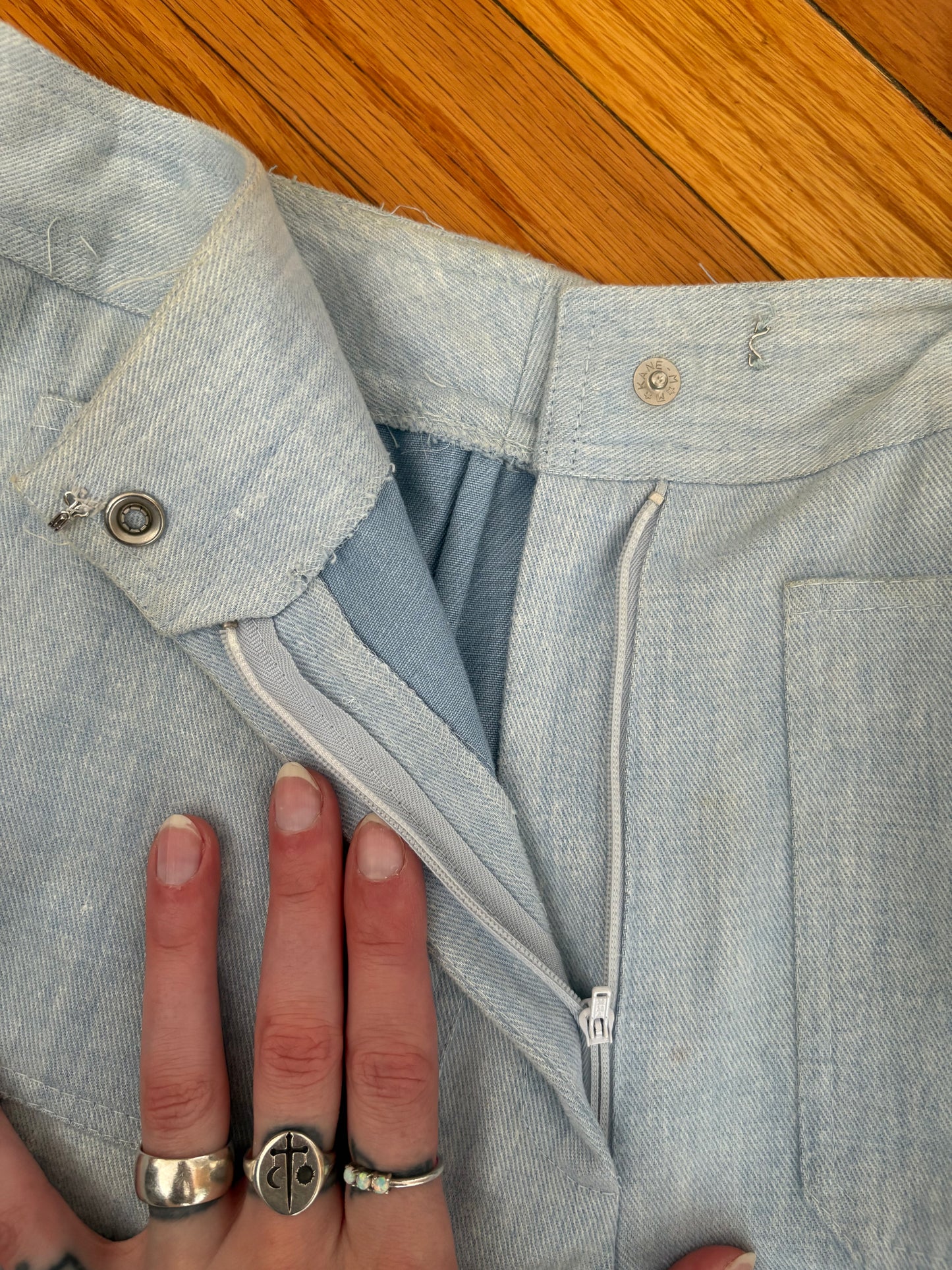 Vintage 1970s Embroidered Denim Western Style Pant Suit