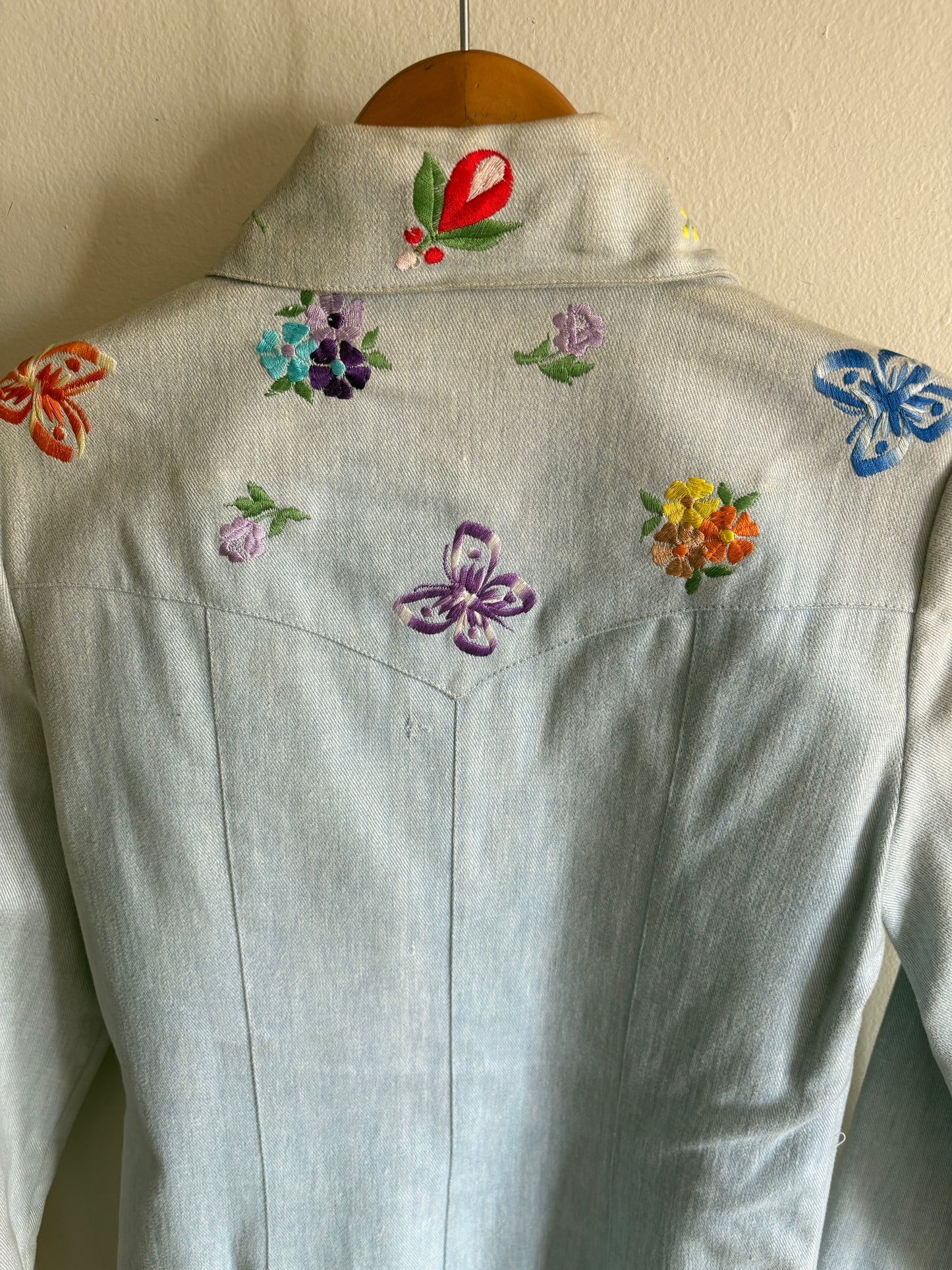 Vintage 1970s Embroidered Denim Western Style Pant Suit