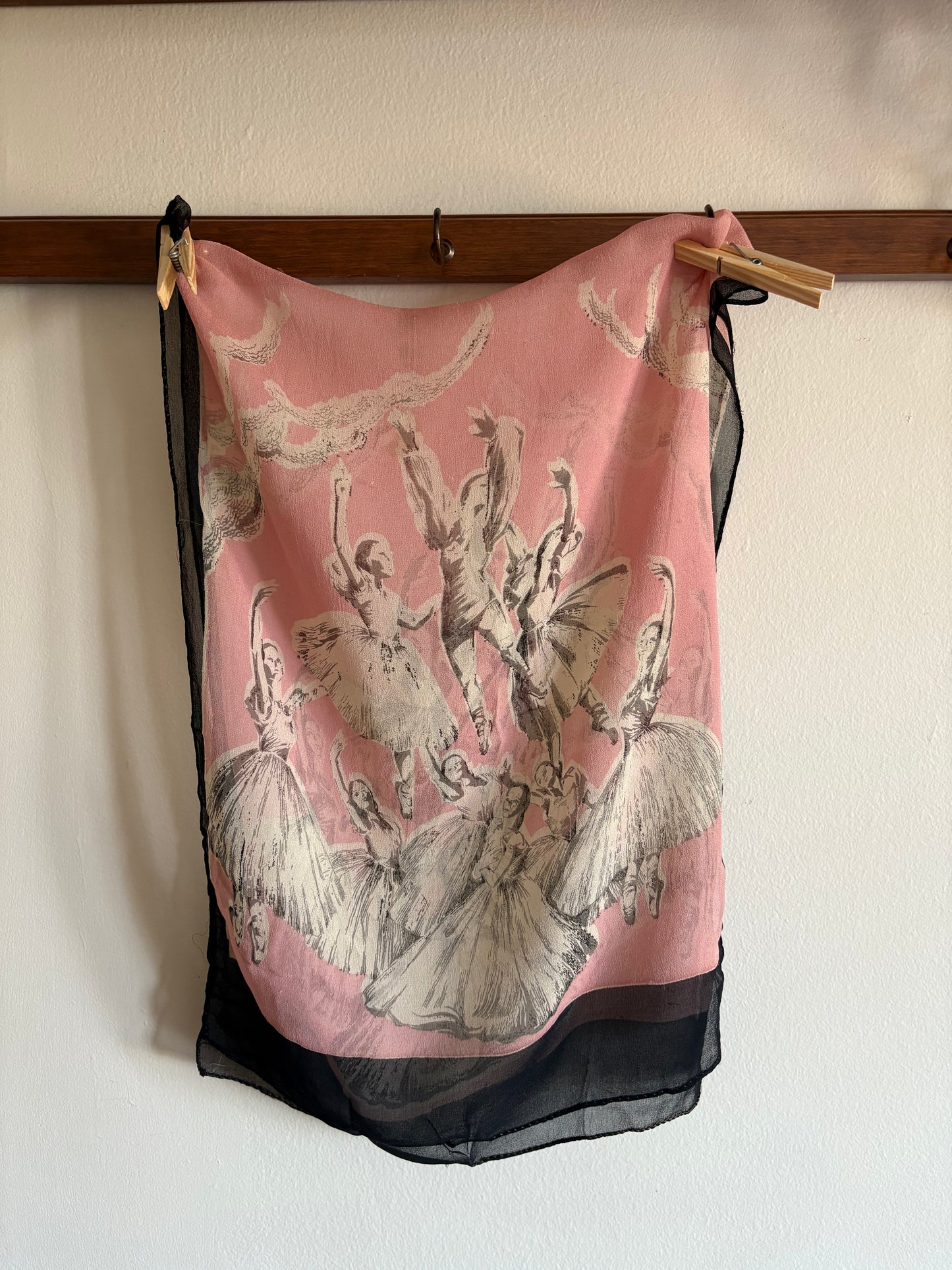 Vintage 1950s Sheer Silk Ballerina Scarf