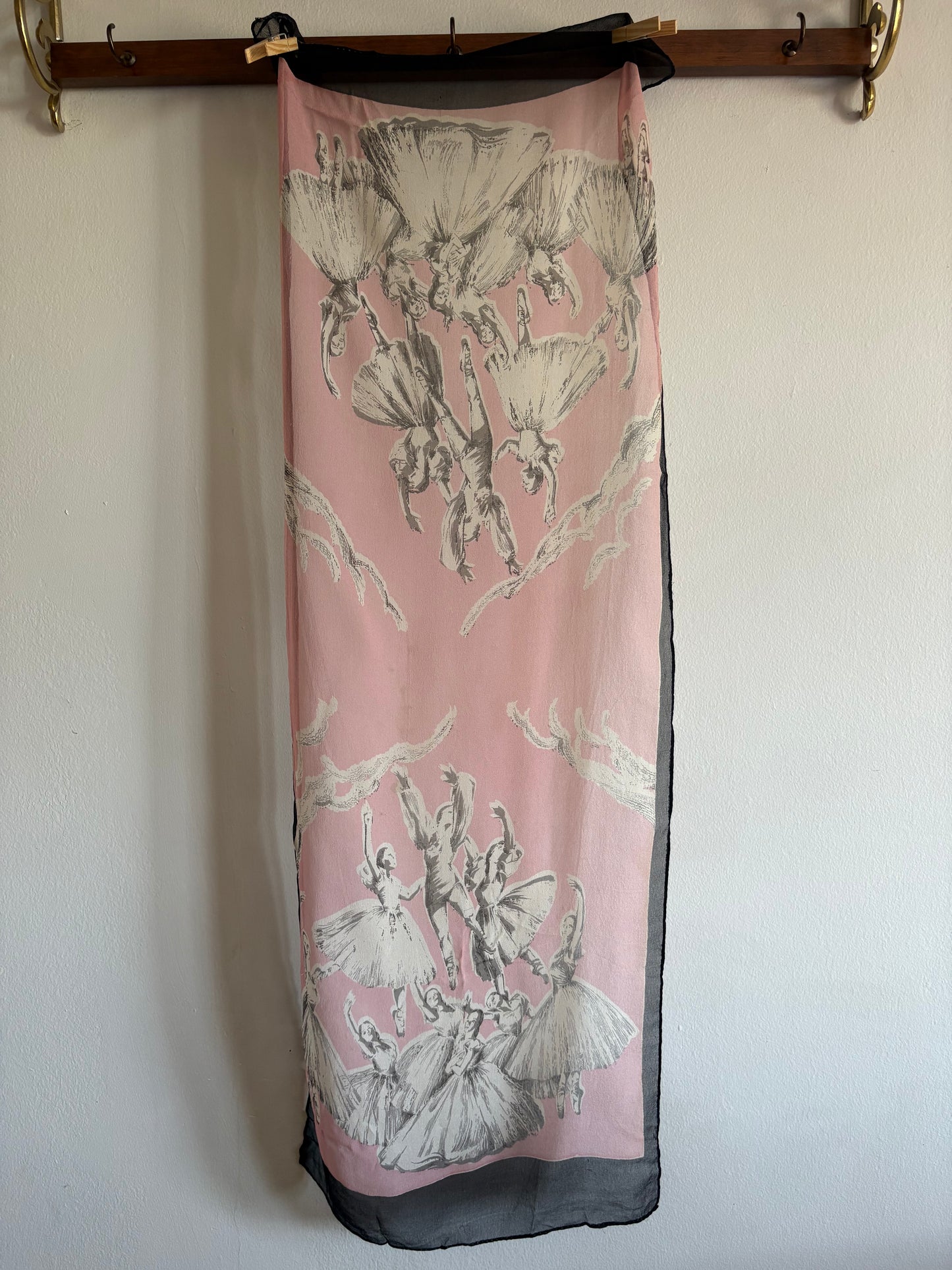 Vintage 1950s Sheer Silk Ballerina Scarf