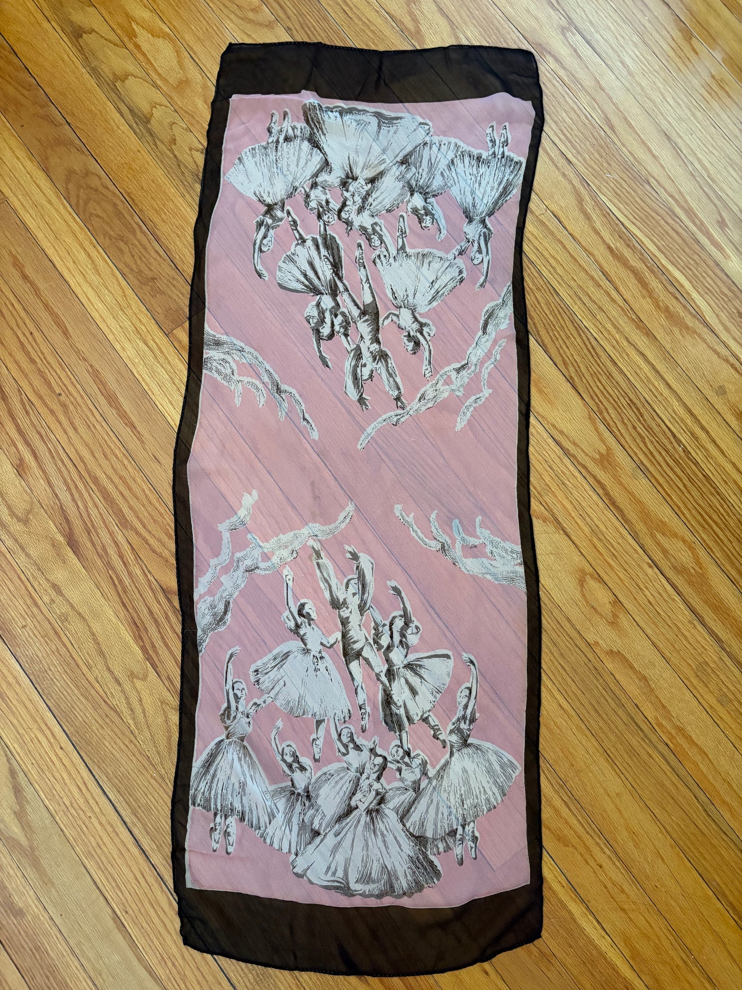 Vintage 1950s Sheer Silk Ballerina Scarf