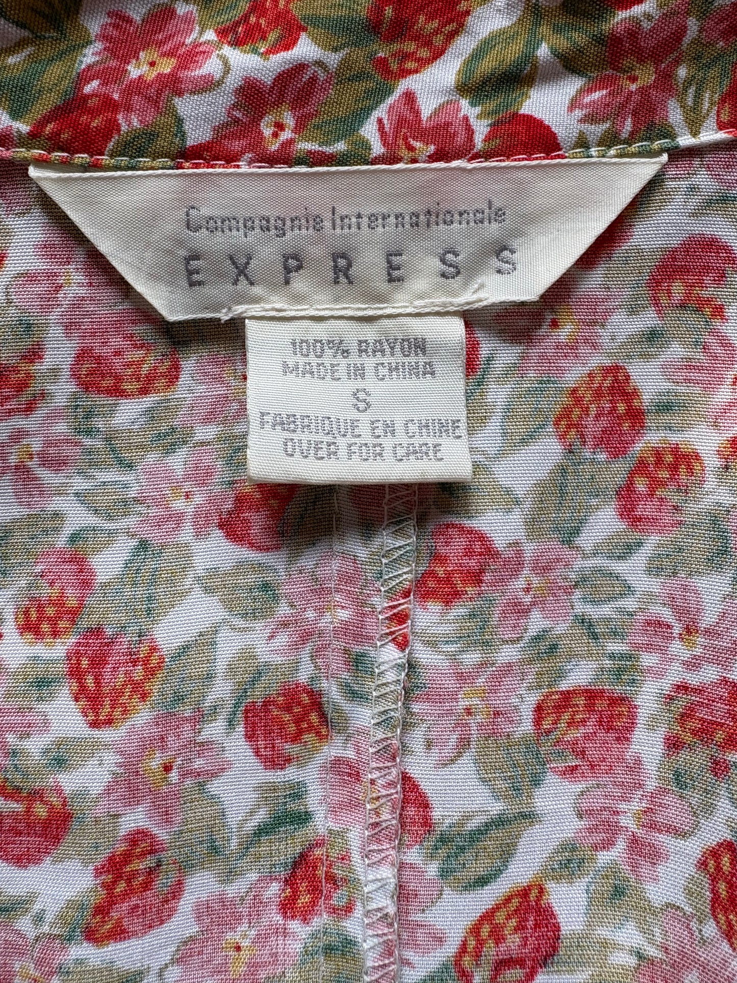 Vintage 1990s Express Strawberries & Flowers Sleeveless Romper