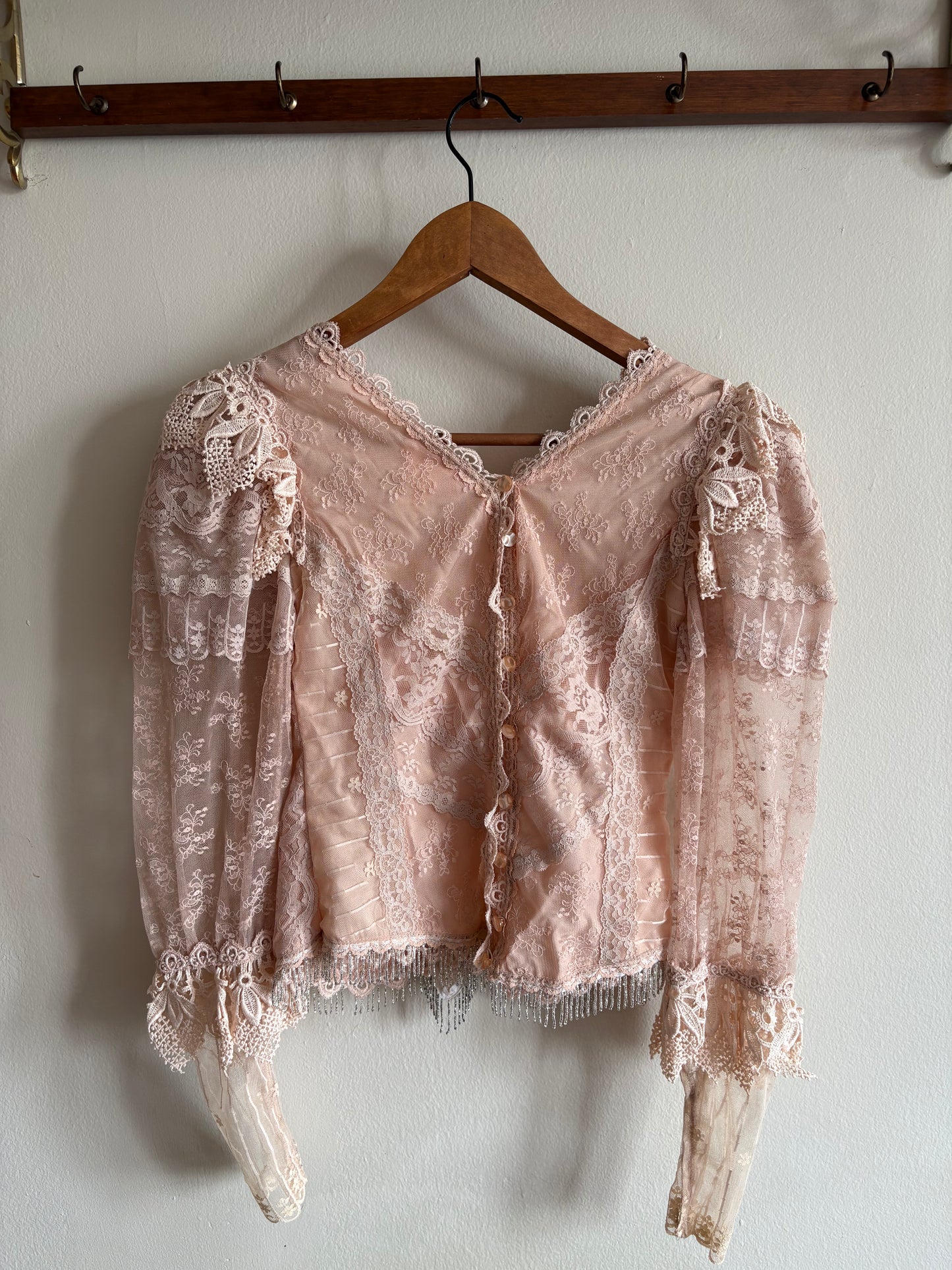 Vintage 1980s Lorrie Kabala Lace Beaded Set