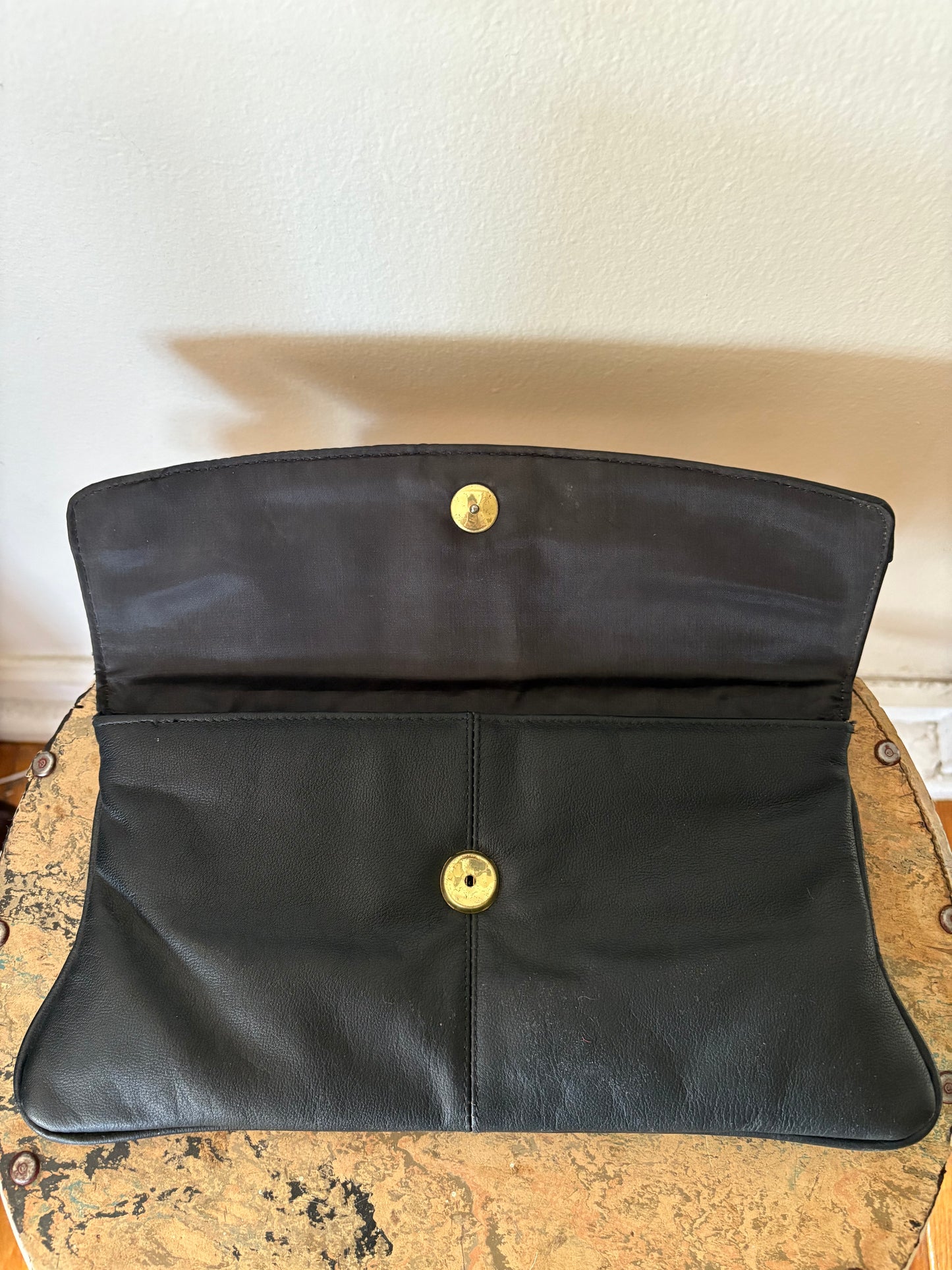 Vintage Luciano Black Leather Clutch