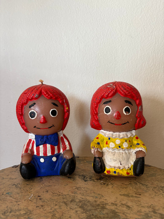 Pair of Vintage Raggedy Ann & Andy Candles