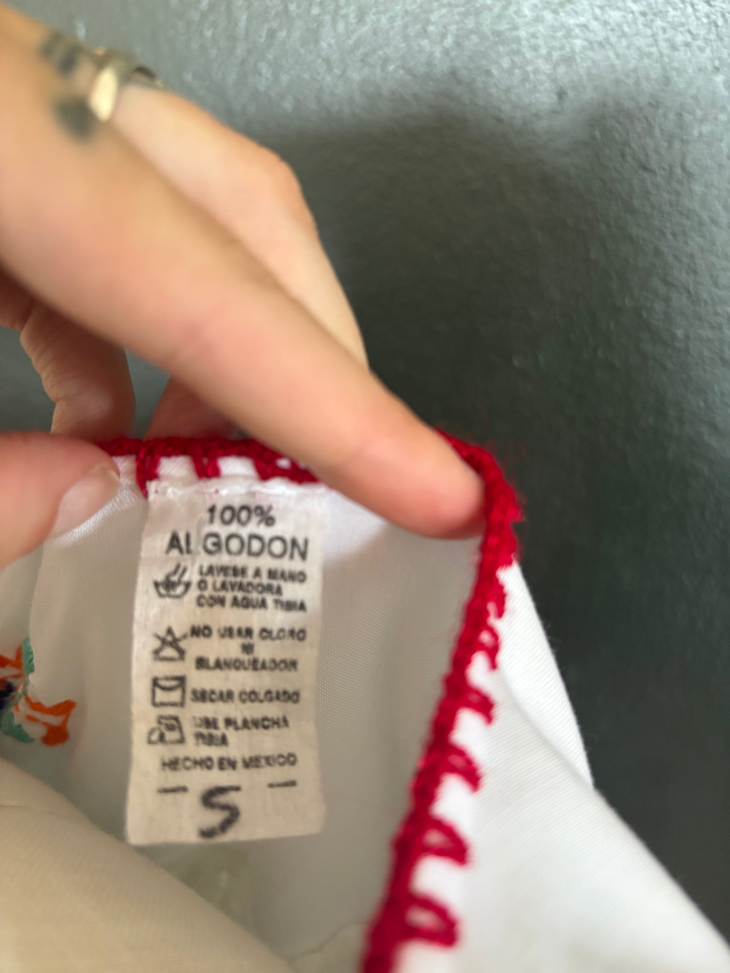 Vintage Mexican Embroidered Cotton Blouse