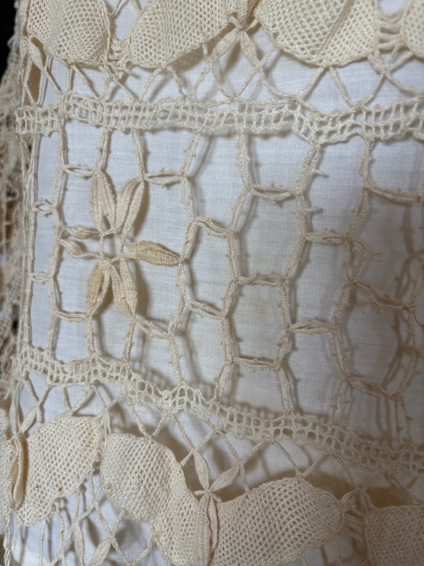 Vintage 1970s O'Susanna Boho Cotton & Lace Top