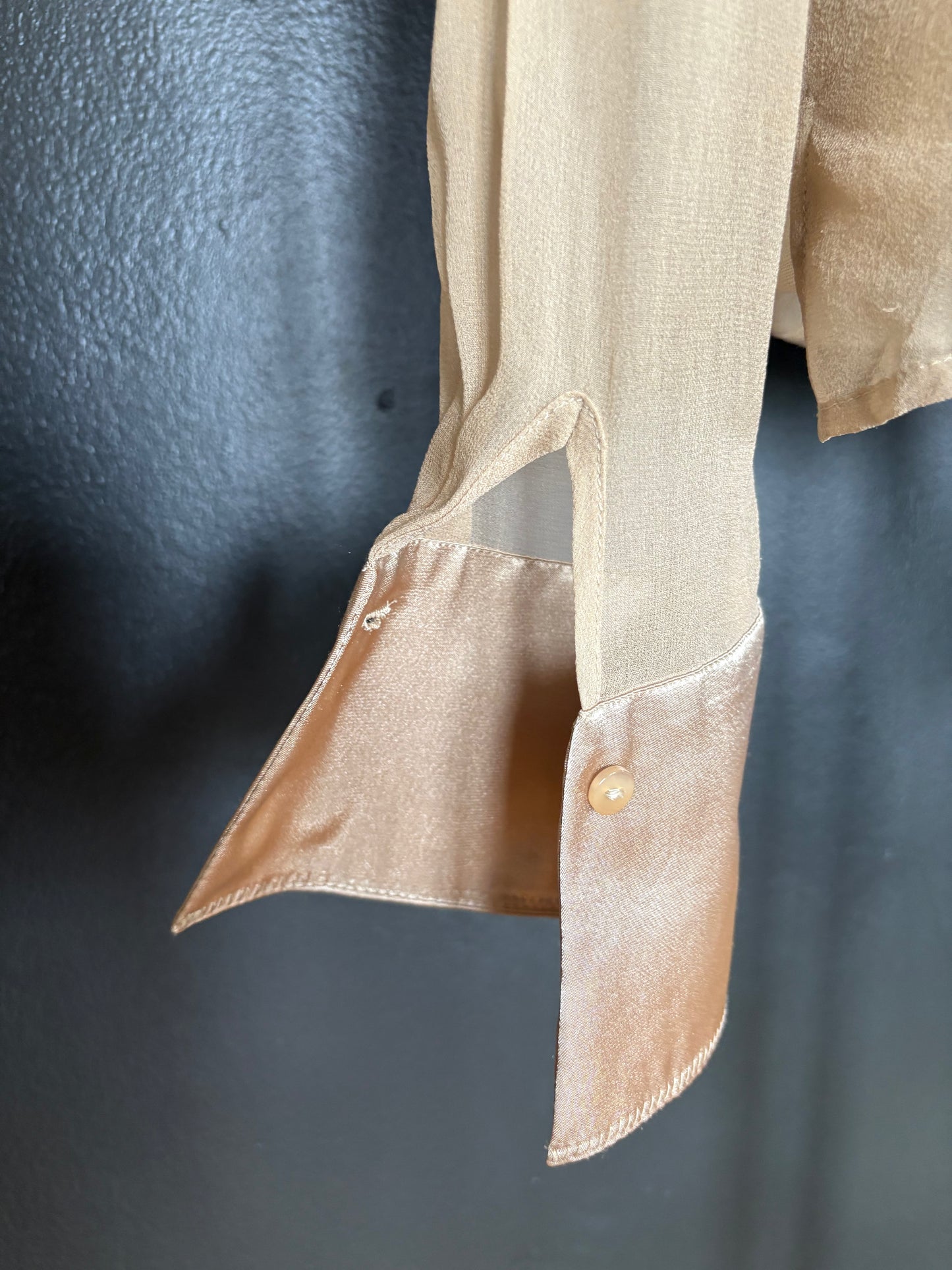 Vintage 1990s Silk Mesh Metallic Button Up Top