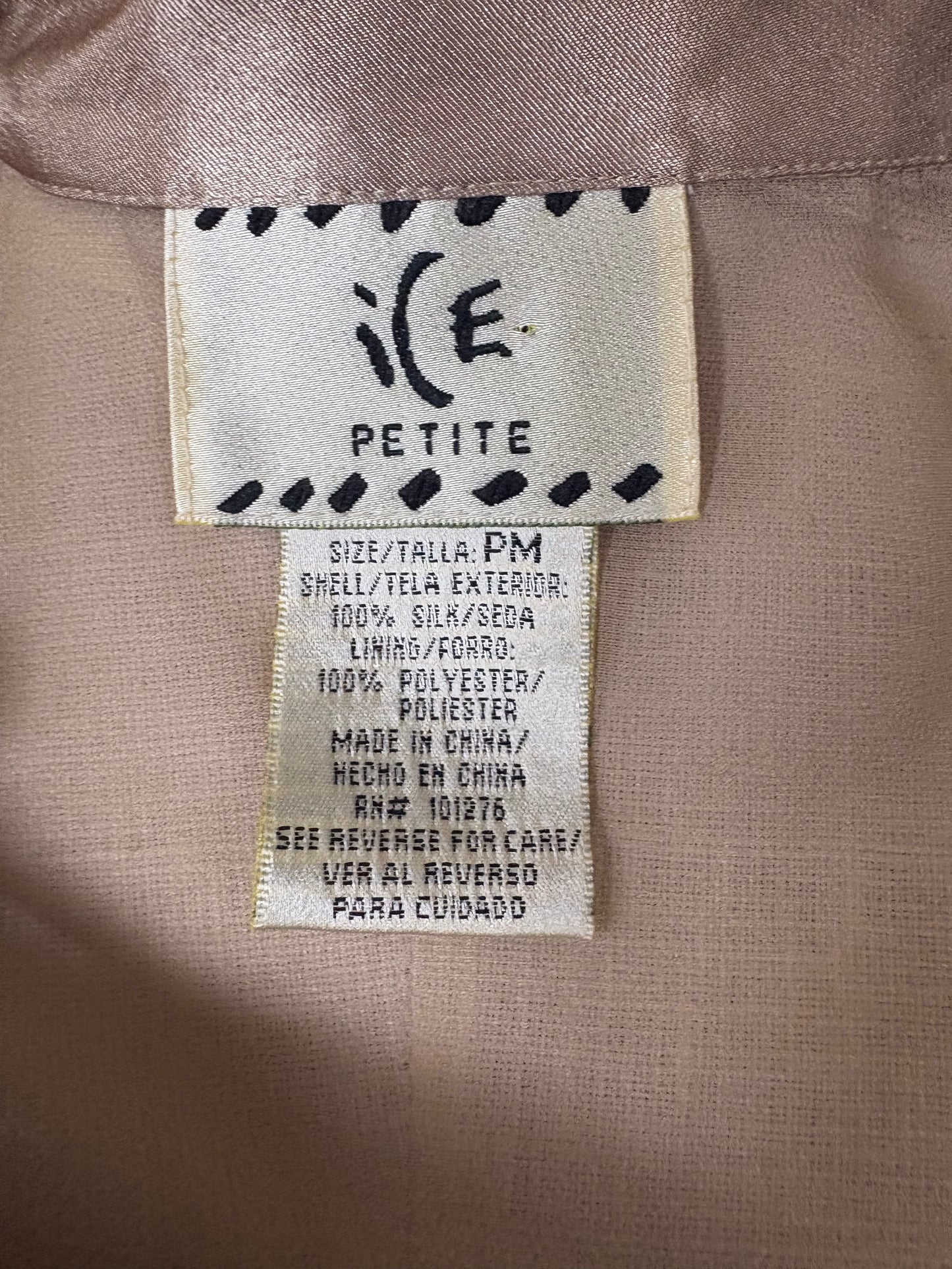 Vintage 1990s Silk Mesh Metallic Button Up Top