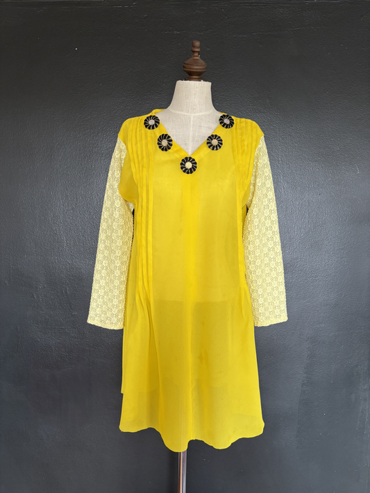 Vintage 1960s Yellow Babydoll Shift Dress