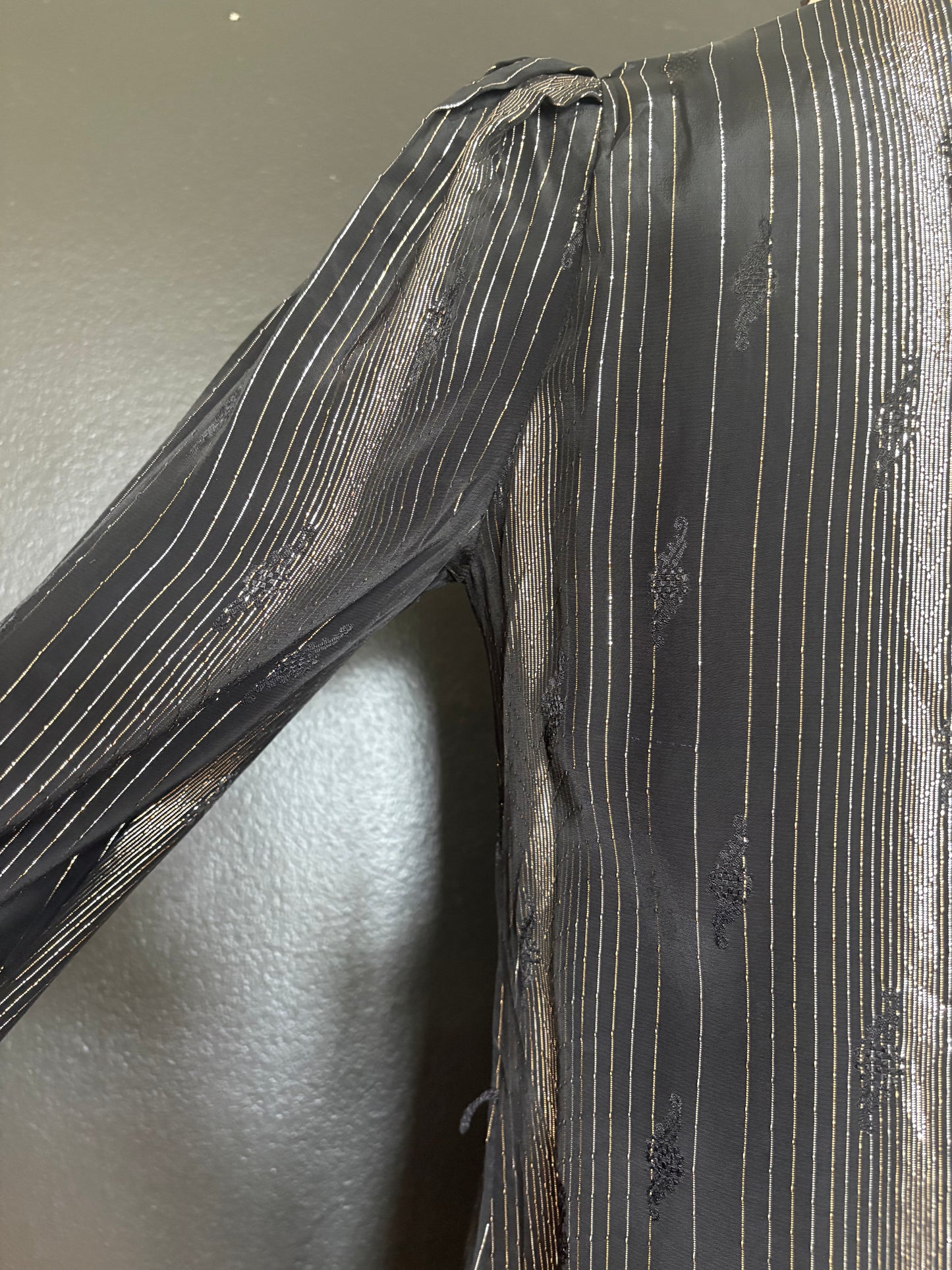 Vintage 1980s Black Metallic Shimmer Tunic Dress