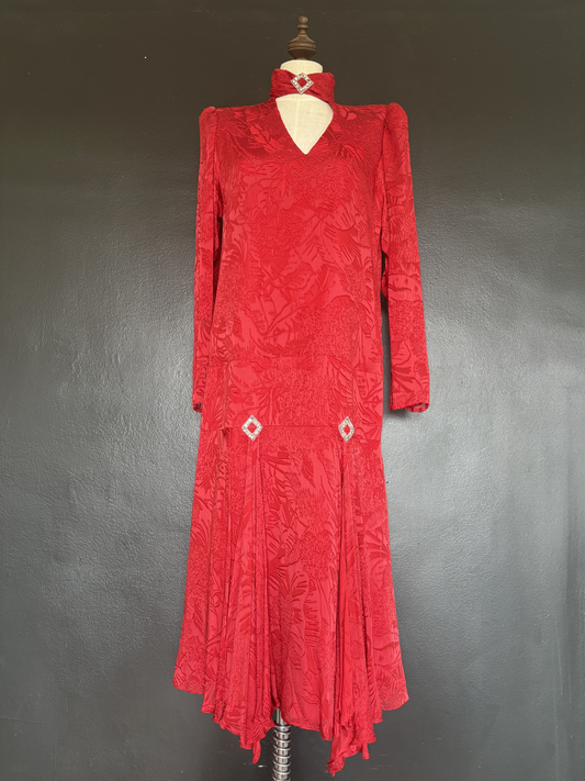 Vintage 1940s/50s Silk Red Evening Dress