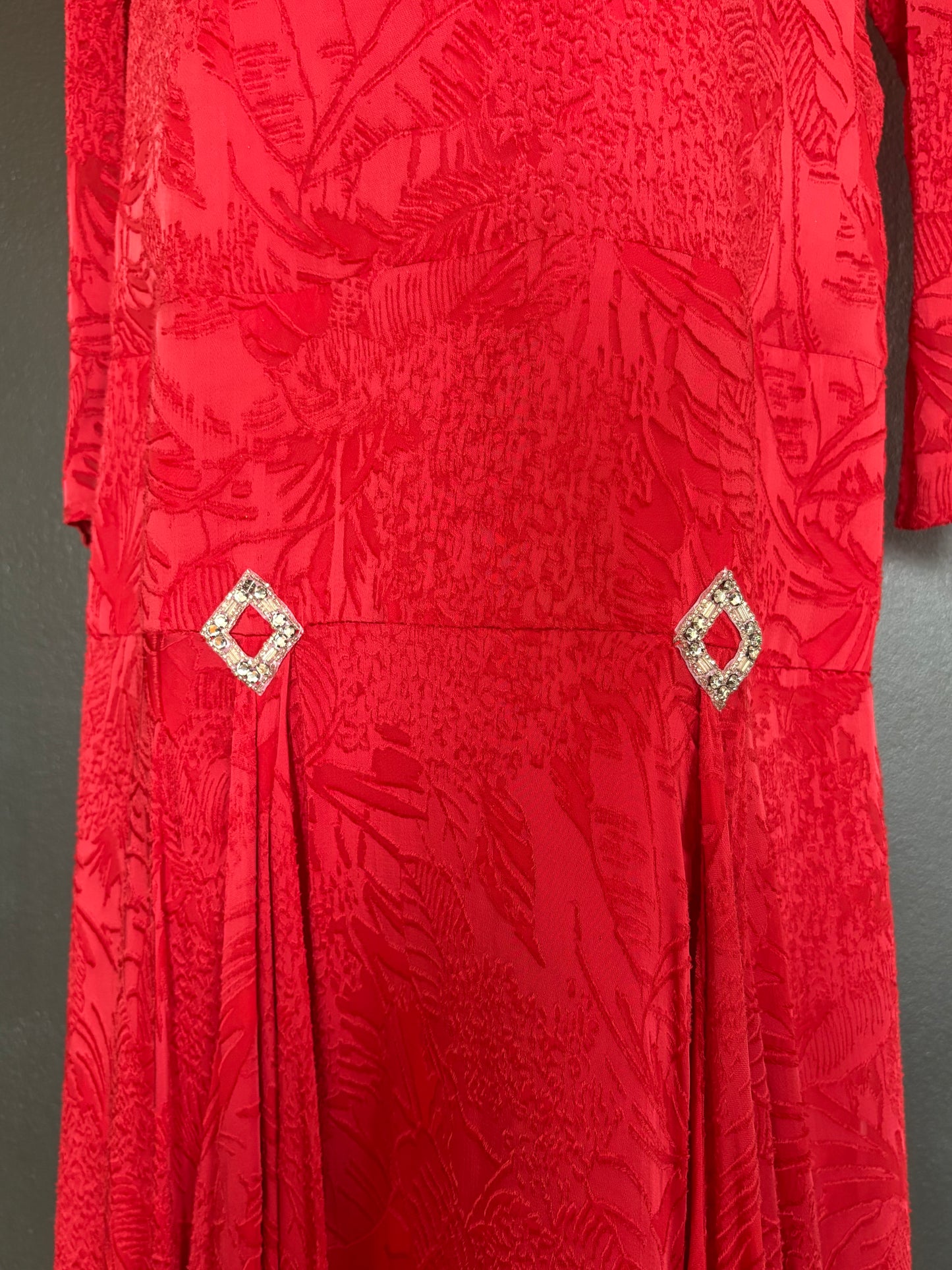 Vintage 1940s/50s Silk Red Evening Dress