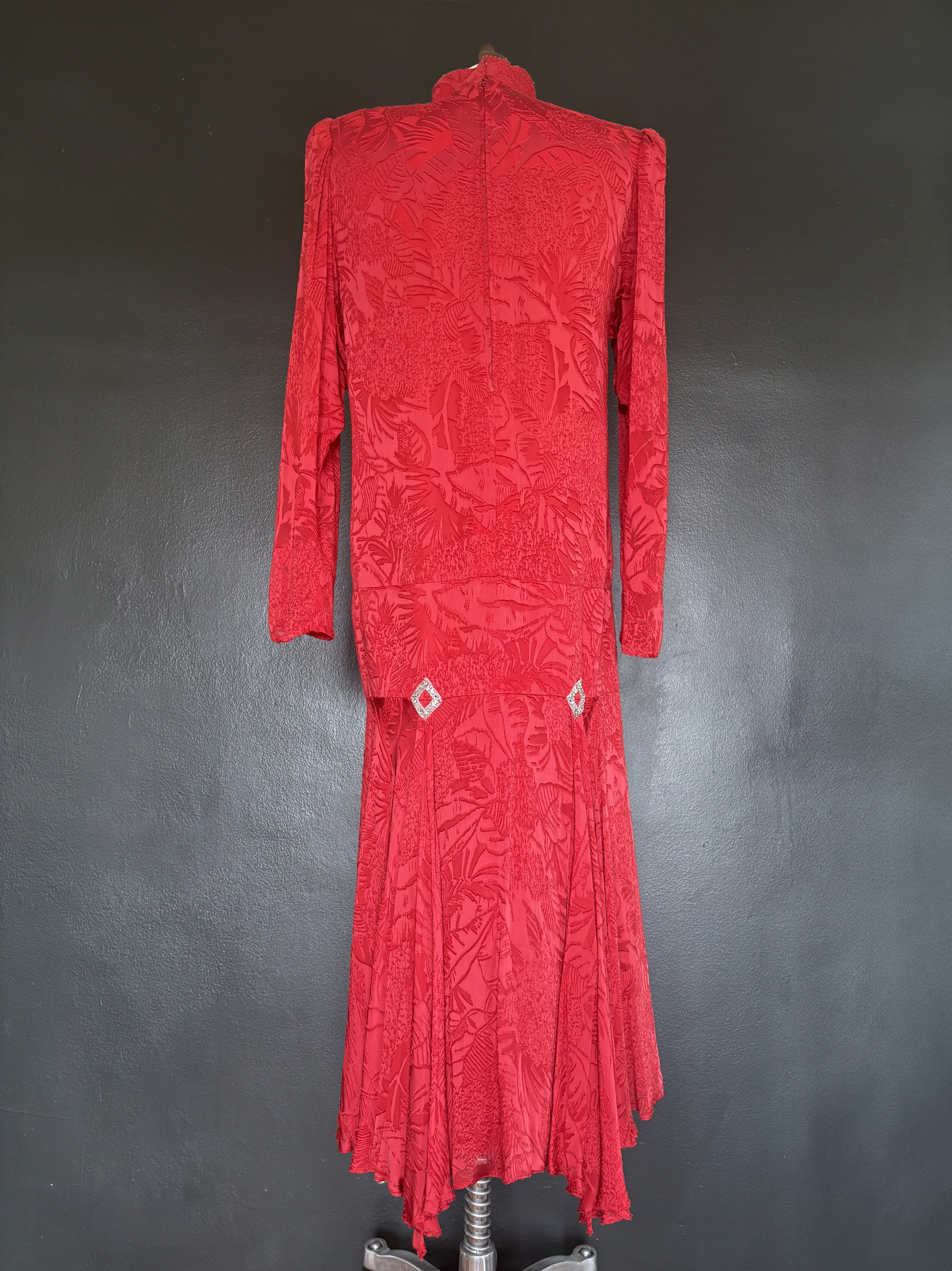 Vintage 1940s/50s Silk Red Evening Dress
